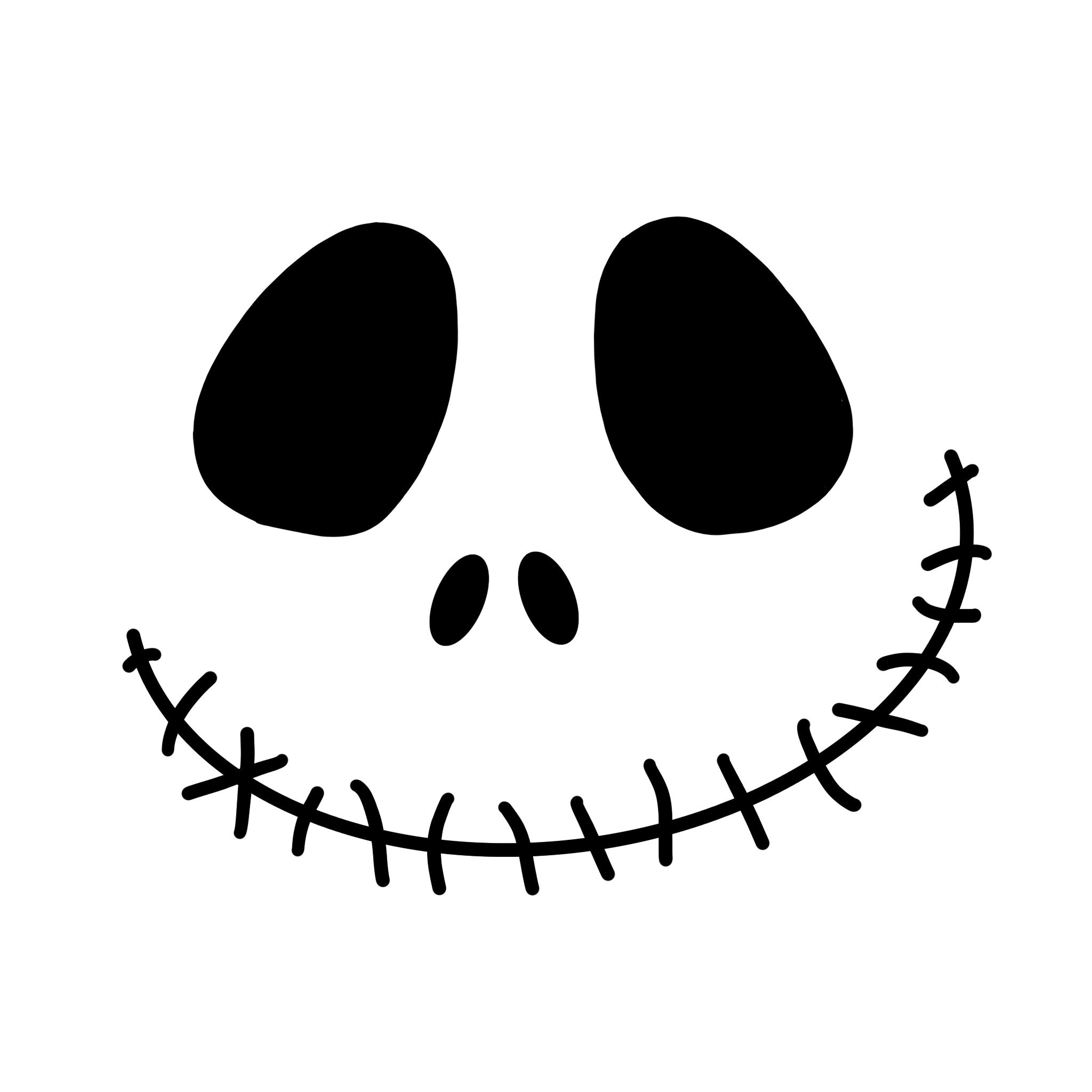 Jack Skellington Face (The Nightmare Before Christmas) Digital Files - Svg/Pdf/Png/Jpeg - Halloween Coloring Pages, Pumpkin Carving Stencil with Printable Template Jack Skellington Face