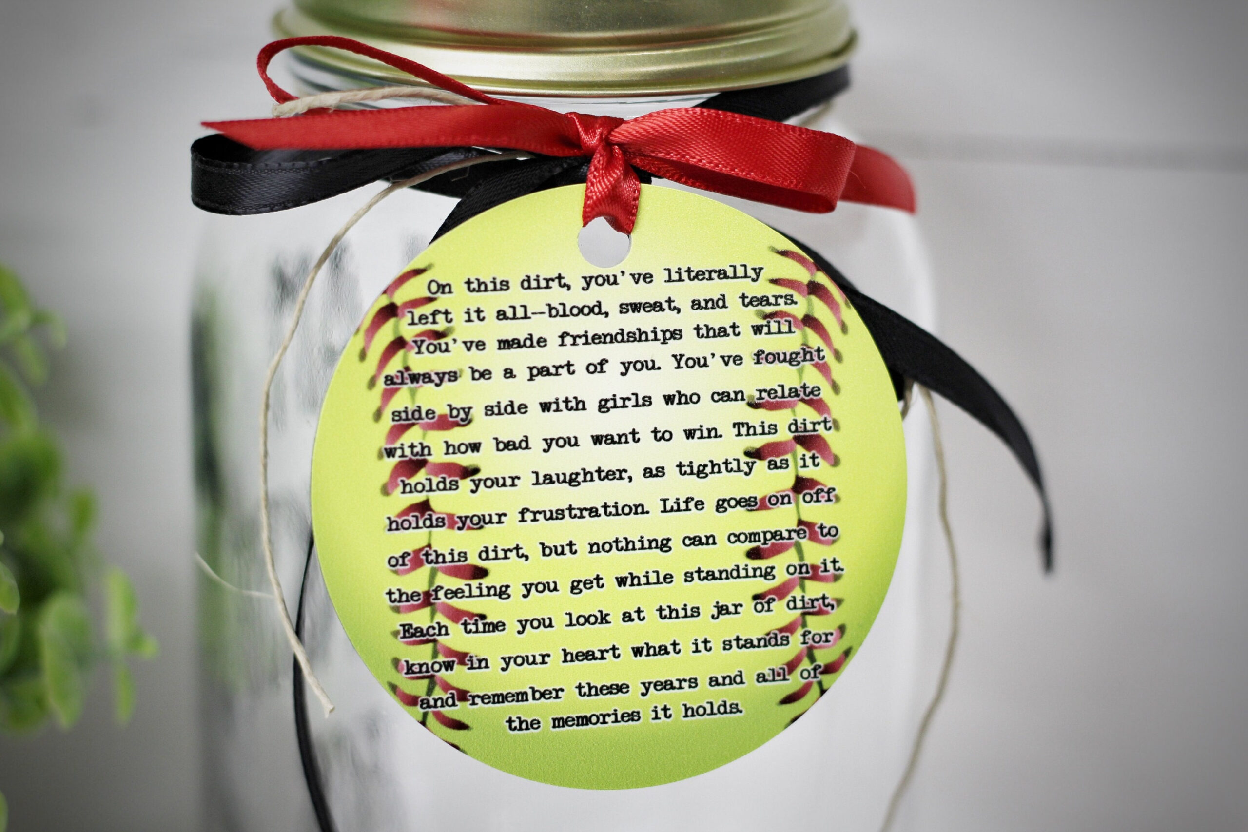 Jar Of Dirt Softball Girls Team Personalized Metal Tag for Softball Dirt Poem Printable