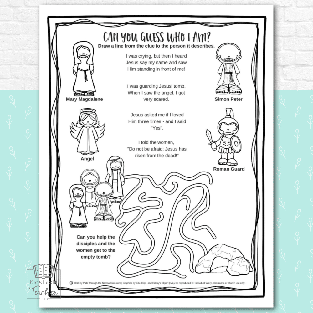 Jesus&amp;#039; Resurrection Easter Activity Pages - Kids Bible Teacher inside Easter Story Printables Free