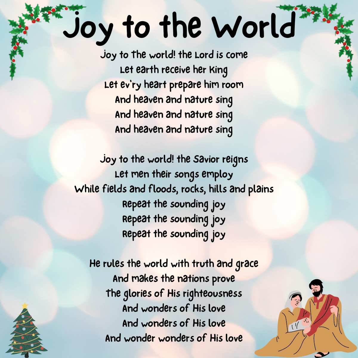 Joy To The World Song (Printable, Origins, And Lyrics) pertaining to Printable Lyrics Joy to the World