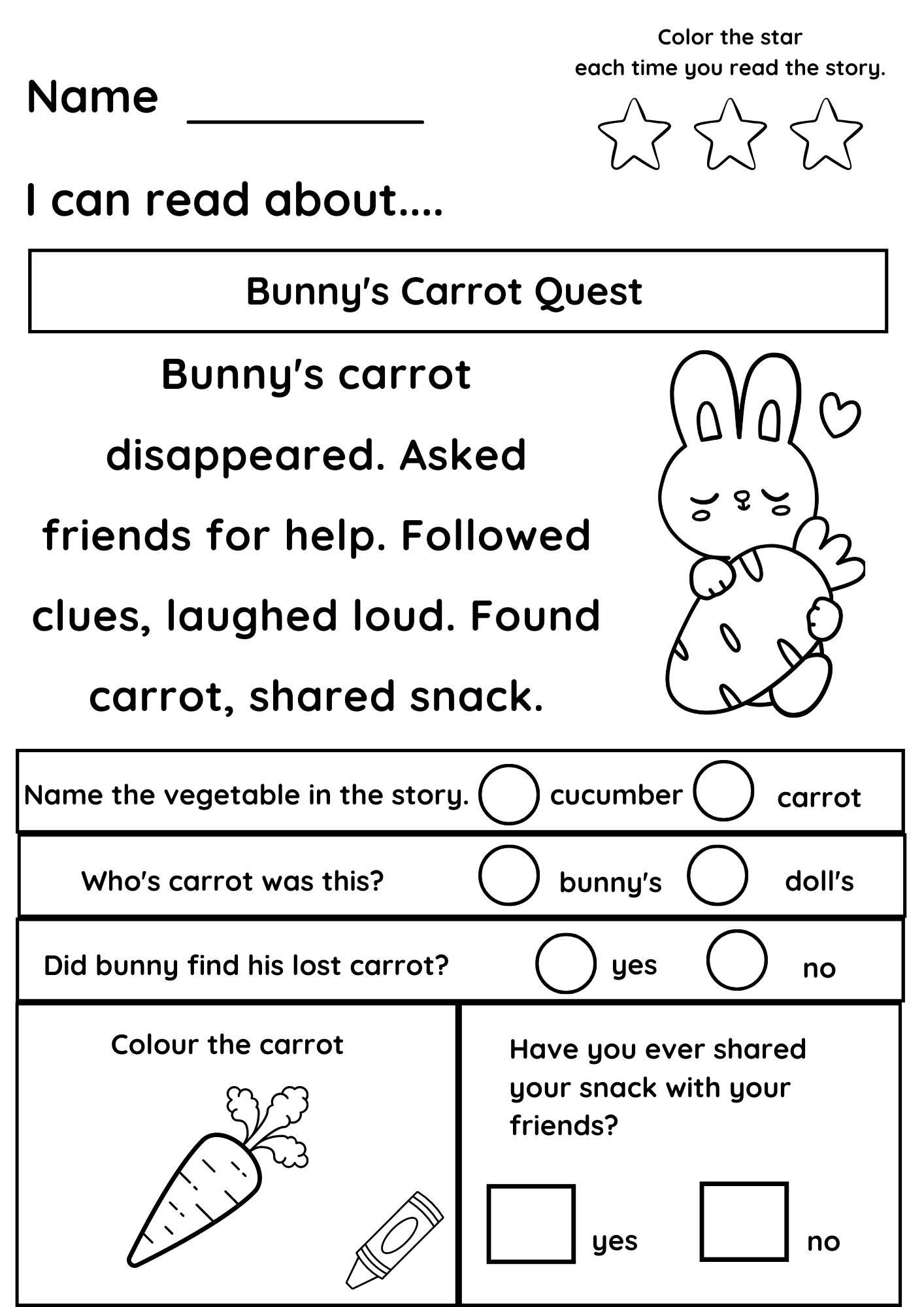 Kindergarten Reading Worksheets And Printables in Reading Worksheets Printable For Kindergarten