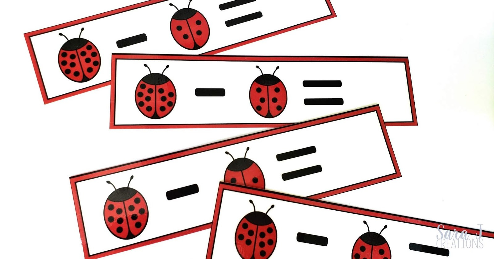 Ladybug Subtraction Write And Wipe Cards | Sara J Creations intended for Ladybug Subtract And Match Worksheet