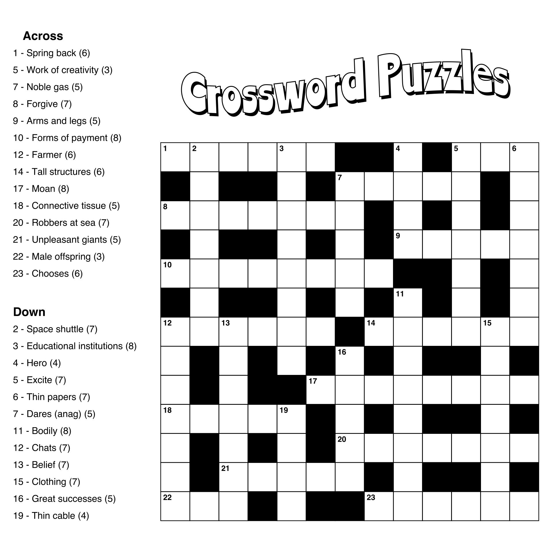Large Print Easy Crossword Puzzles - 10 Free Pdf Printables in Crosswords For Seniors Printable