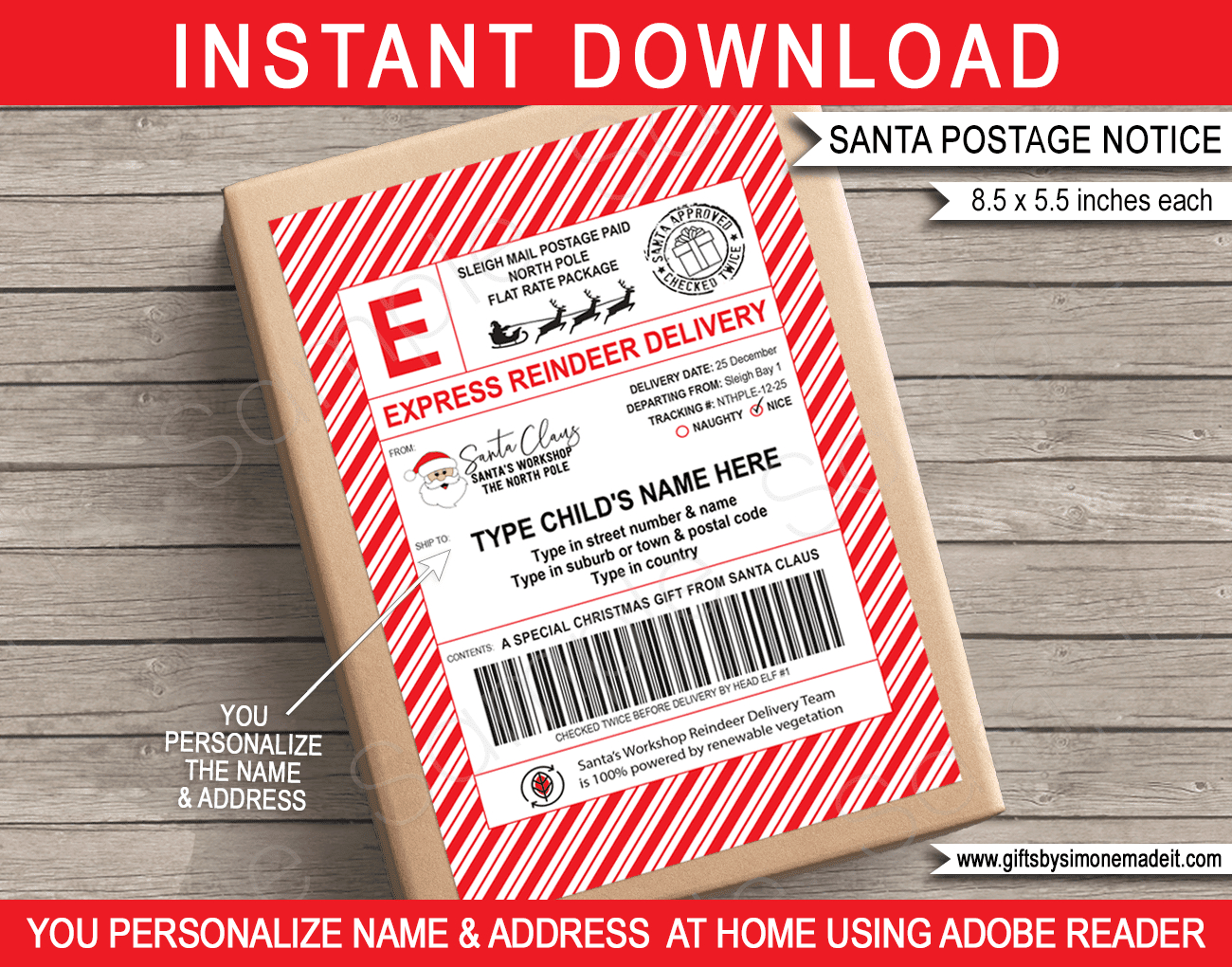Large Santa Mail Shipping Labels - Usps Style intended for Free Printable North Pole Shipping Shipping Label From Santa