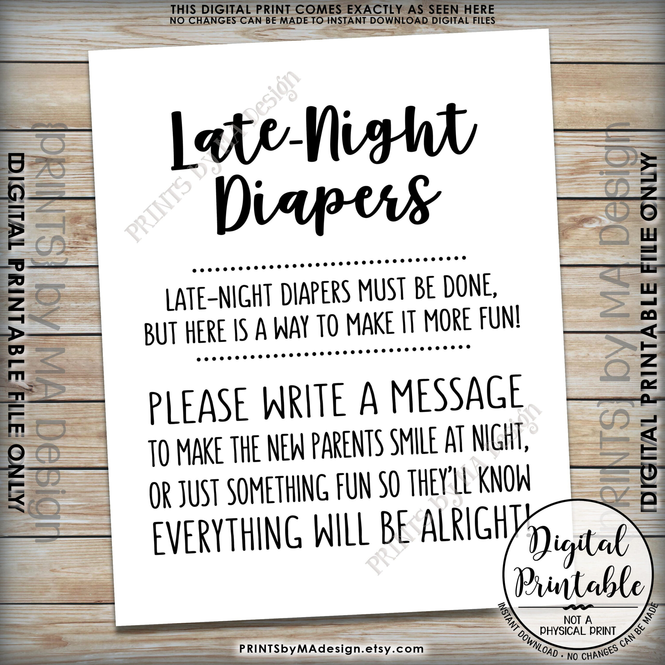 Late Night Diaper Sign, Late-Night Diapers Sign The Diaper with Late Night Diaper Notes Free Printable