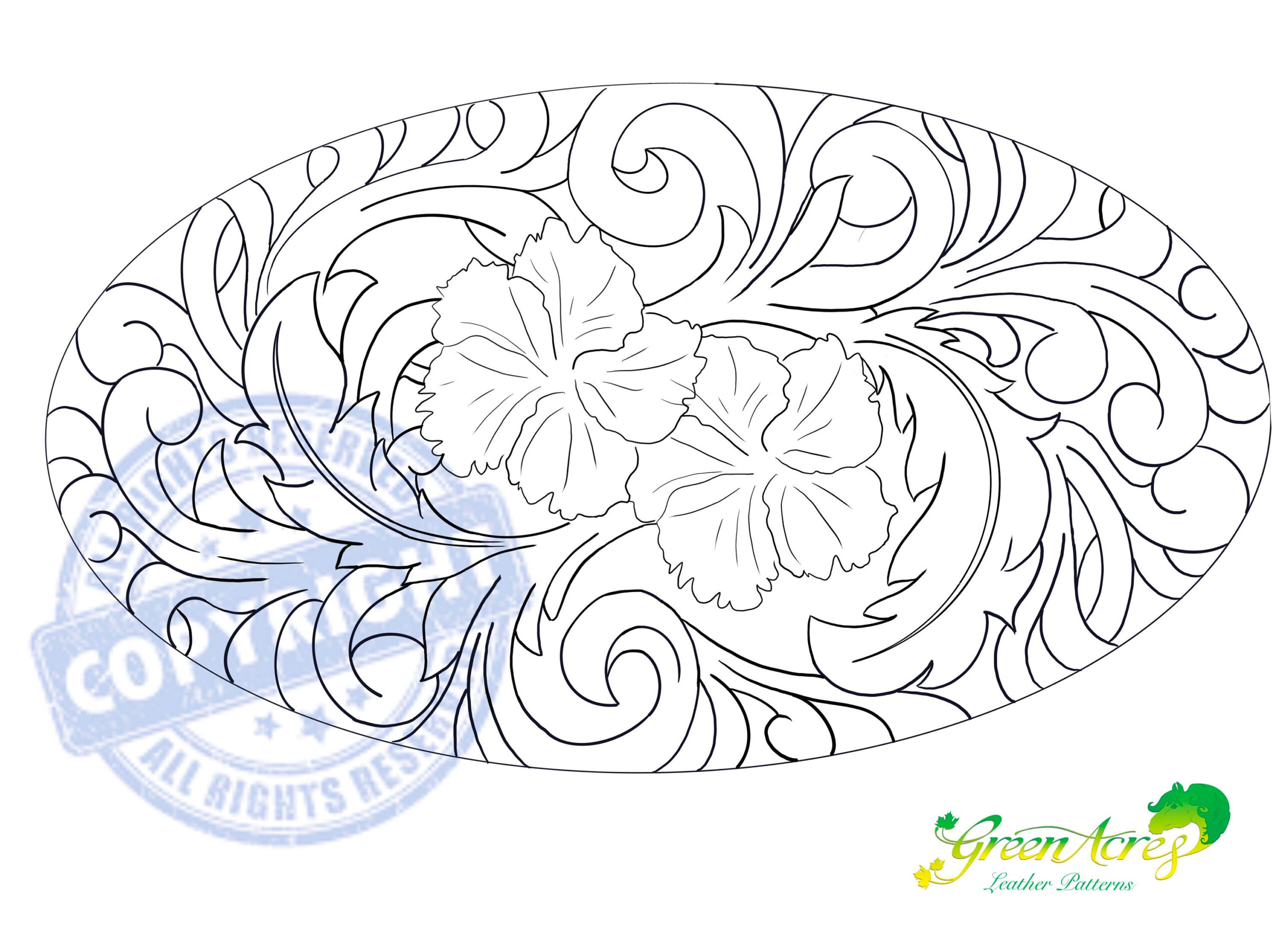 Leather Tooling Floral Pattern - Etsy pertaining to Printable Leather Floral Patterns
