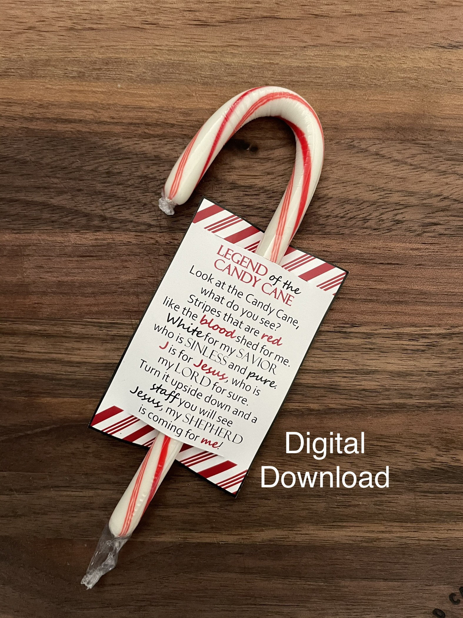 Legend Of The Candy Cane Poem Tag Download Pdf - Etsy.de in Legend of the Candy Cane Printable Tag