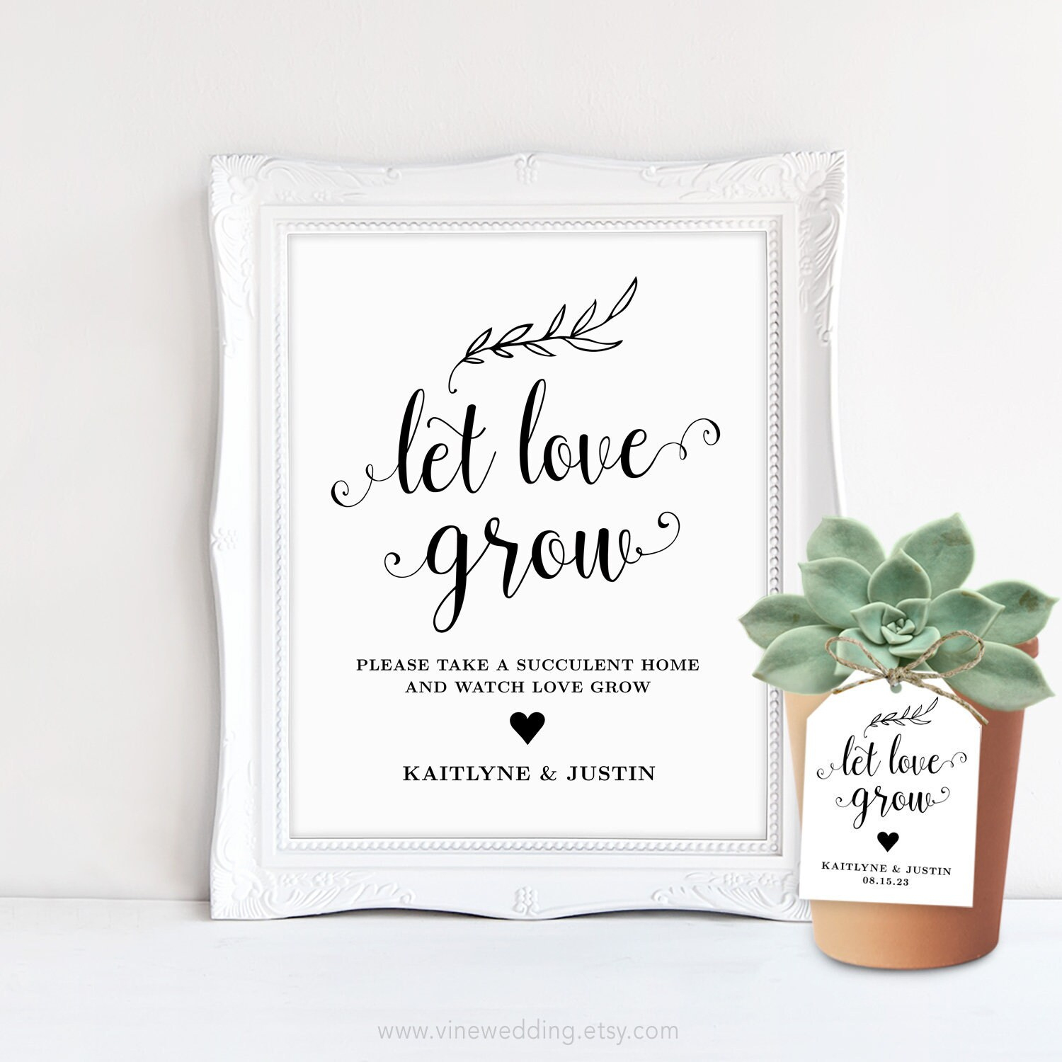 Let Love Grow Sign &amp;amp; Favor Tags, Printable Wedding Favor Tags intended for Printable Let Love Grow Free Template