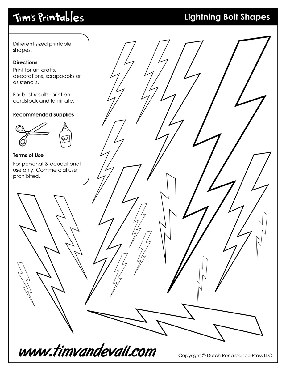 Lightning Bolt Templates / Shapes - Tim&amp;#039;S Printables inside Lightning Bolt Template Printable