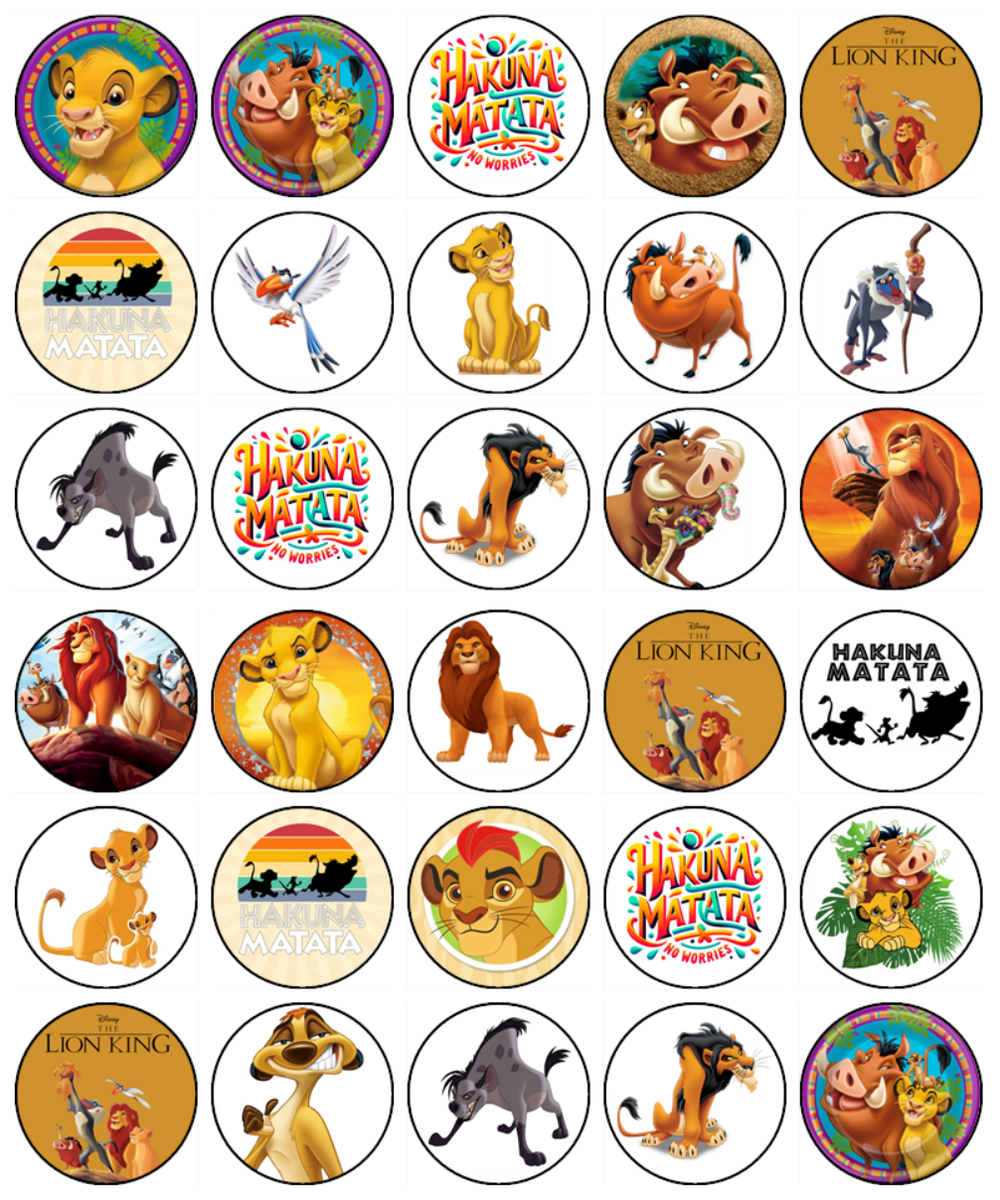 Lion King Cupcake Toppers Edible Wafer Birthday Cake Decorations (2 Sizes) within Free Printable Lion King Cupcake Toppers