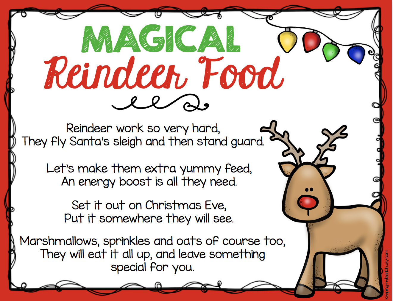 Magical Reindeer Food Freebie — Keeping My Kiddo Busy pertaining to Reindeer Food Poem Printable Free