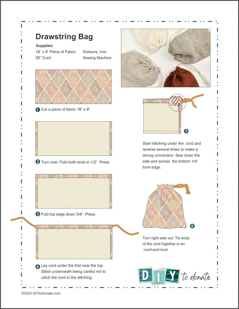 Make Easy Drawstring Bags To Donate - Diytodonate with regard to Printable Drawstring Bag Pattern Free