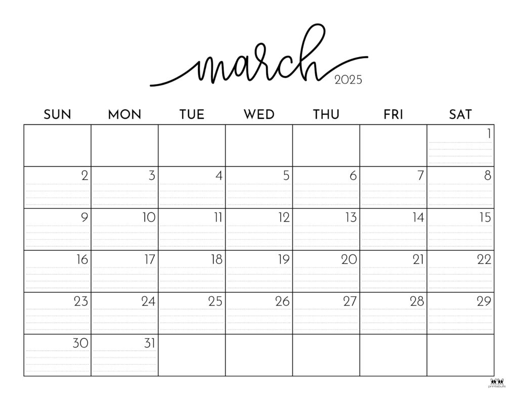 March 2025 Calendars - 107 Free Printables | Printabulls regarding March 2025 Printable Calendar Free