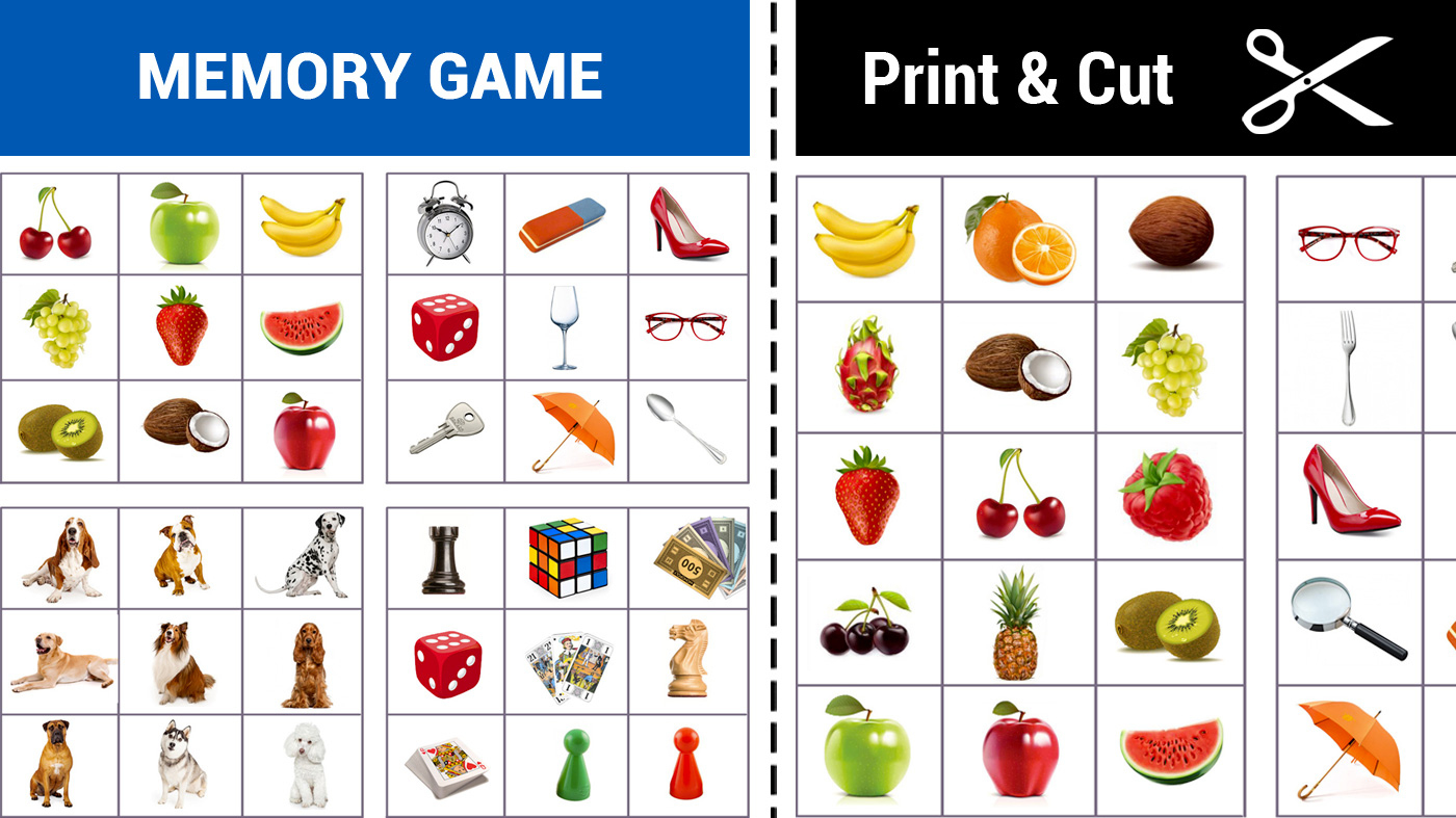 Memory Game To Print - Grids Of Pictures | Memozor intended for Memory Games For Adults Free Printable