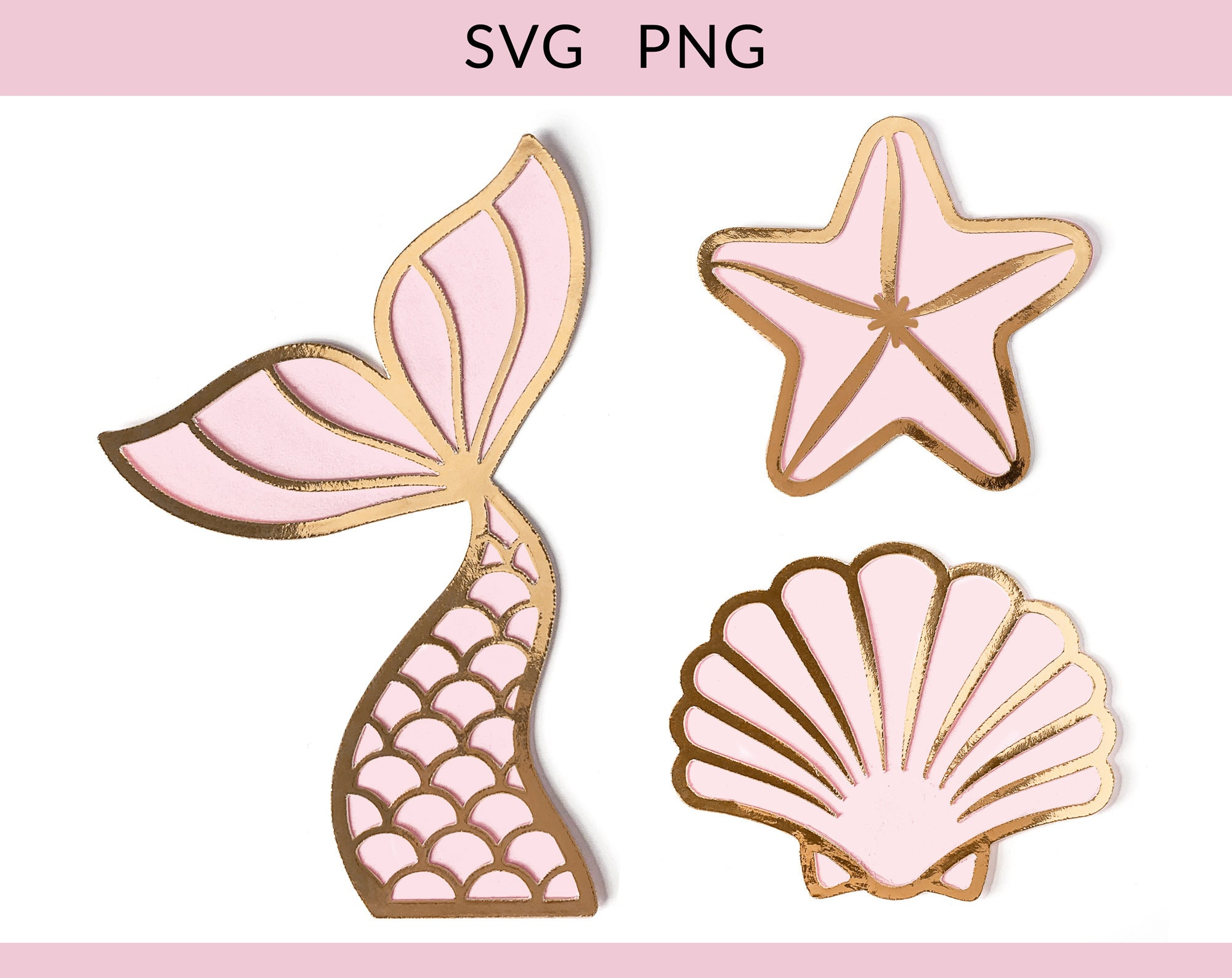 Mermaid Tail Svg, Mermaid Seashell Starfish Png, Mermaid Birthday regarding Mermaid Tail Topper Printable
