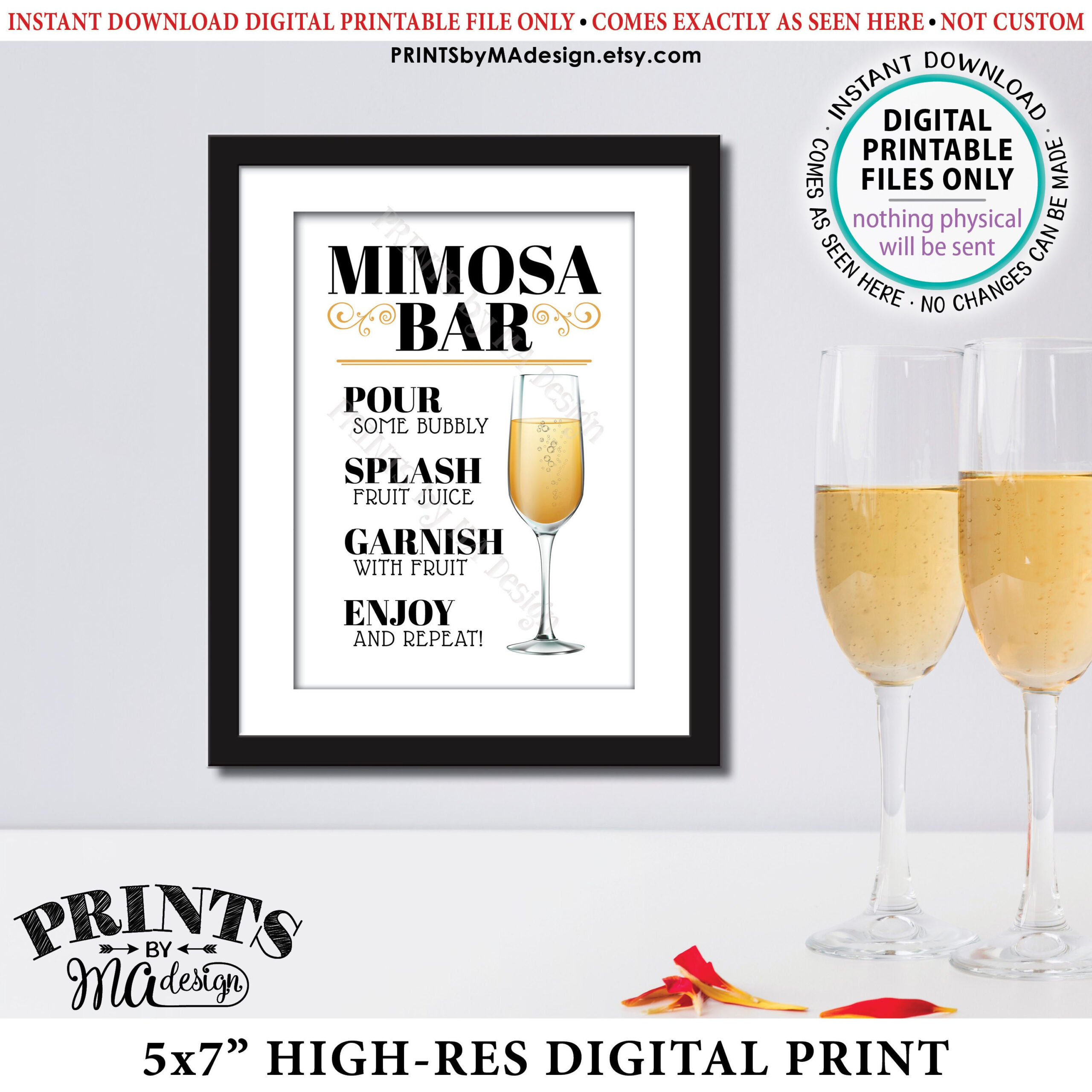 Mimosa Bar Sign, Make Your Own Mimosa Sign, Printable 5X7” Sign with Mimosa Bar Printable Sign