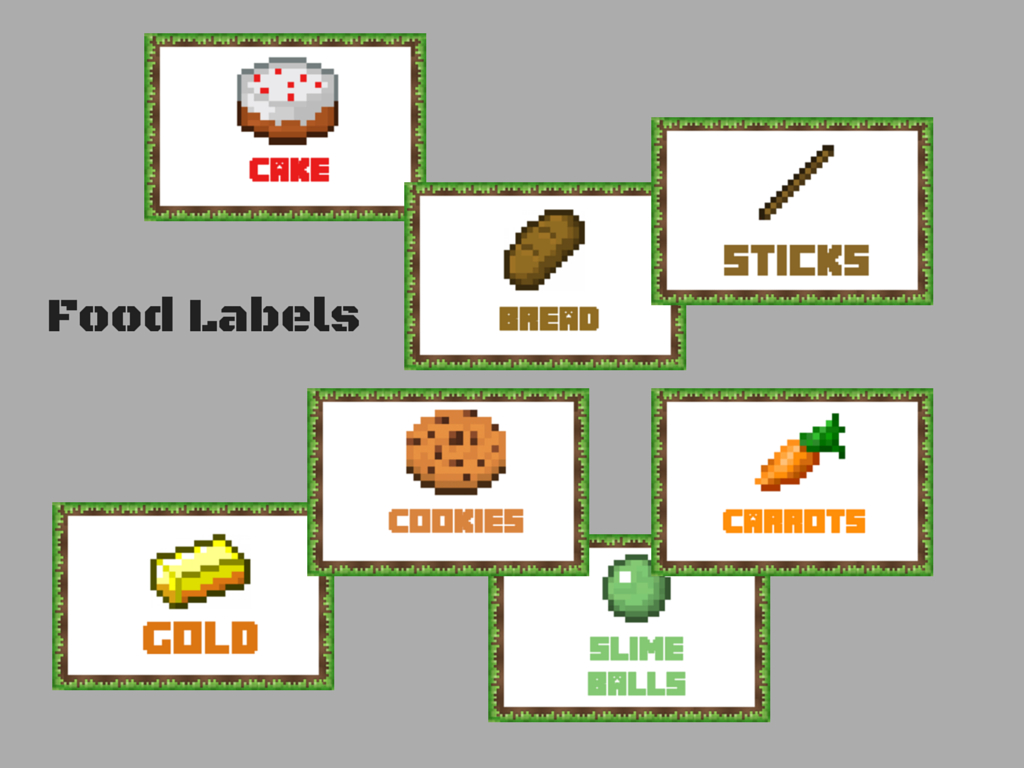 Minecraft Food Labels - Magical Printable intended for Free Minecraft Printables Food Labels