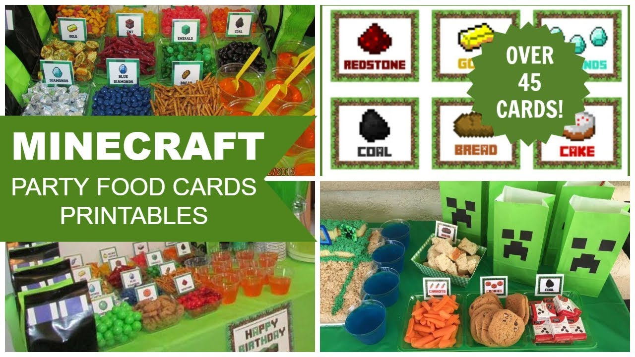Minecraft Printable Party Food Cards (Pdf) | Printabelle for Free Printable Play Food Minecraft Food Labels