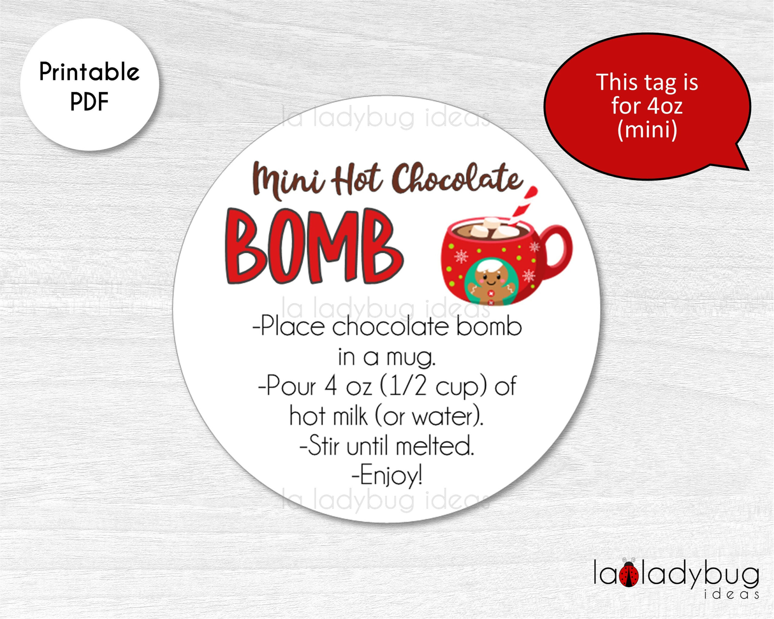 Mini Hot Cocoa Bomb Tags 4Oz. Hot Cocoa Bomb Instructions Card inside Hot Cocoa Bombs Instructions Free Printable