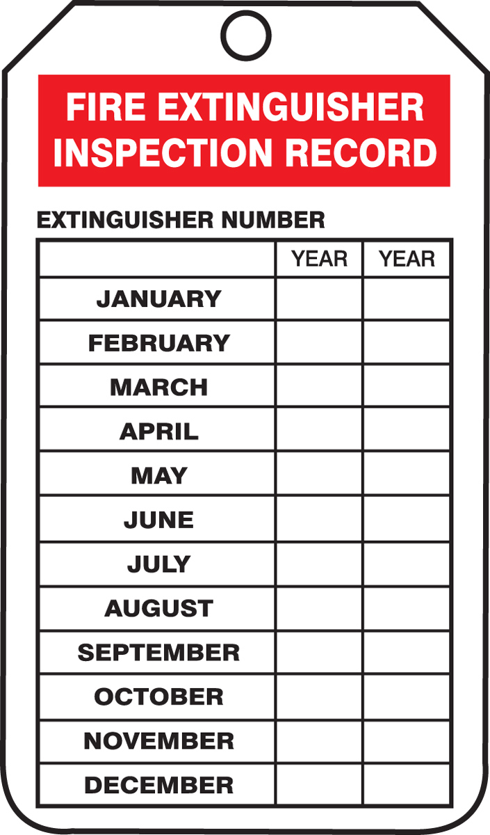 Mini Record Safety Tag: Fire Extinguisher Inspection Record inside Fire Extinguisher Tags Printable