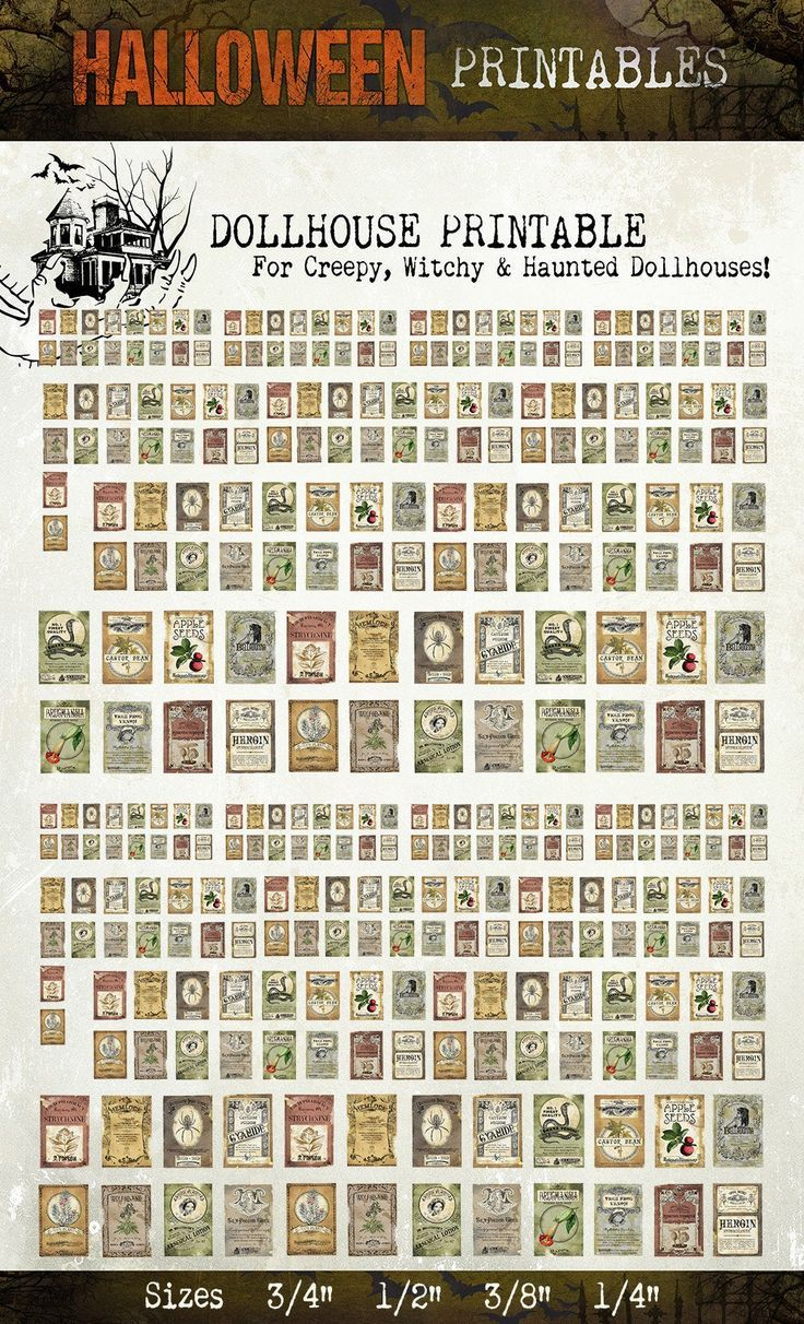 Miniature Dollhouse Potion Labels Mega Set | Potion Labels inside Free Printable Miniature Labels