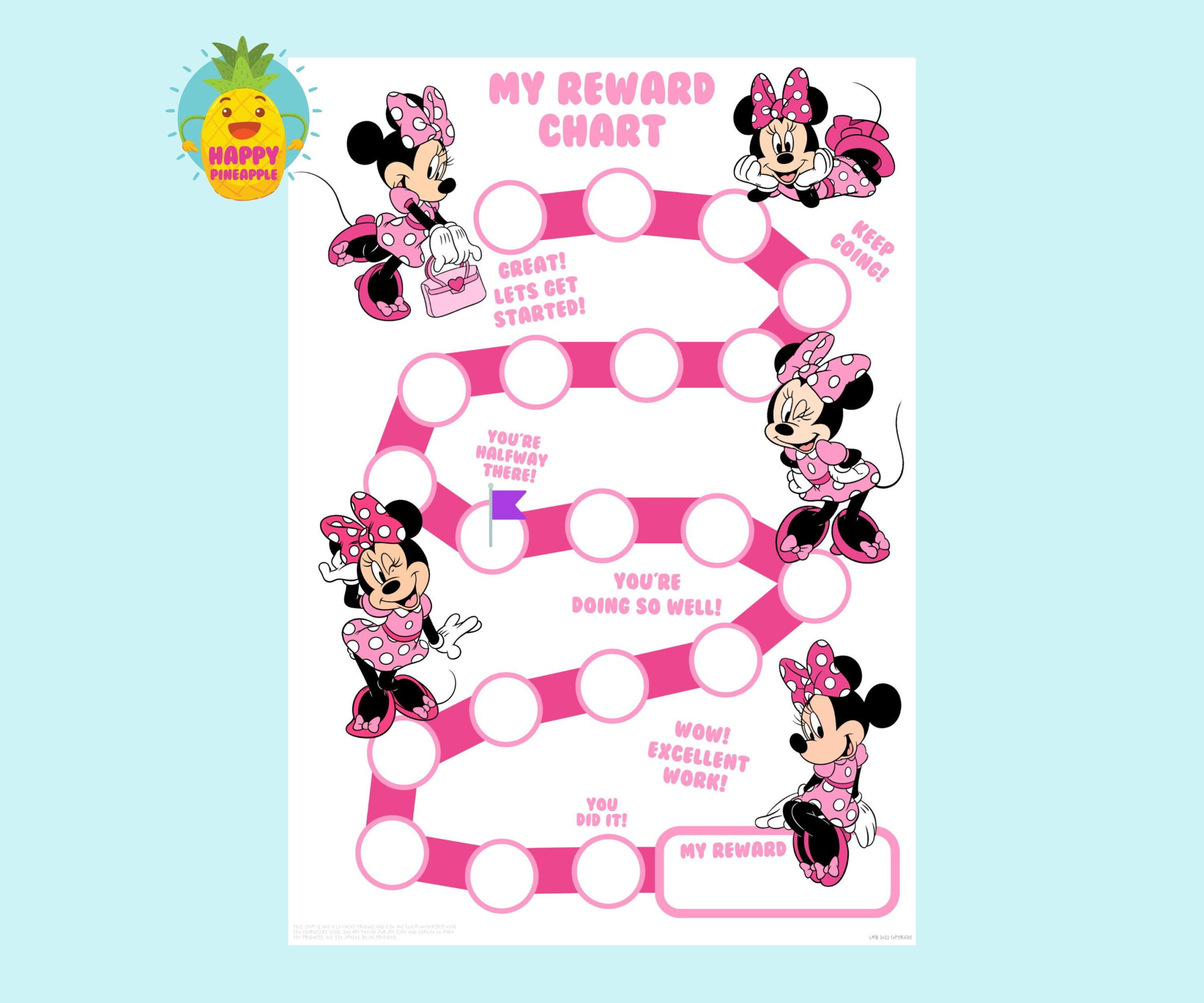 Minnie Mouse Reward Chart For Kids, Chore Chart, Behaviour Chart in Free Printable Minnie Mouse Reward Chart