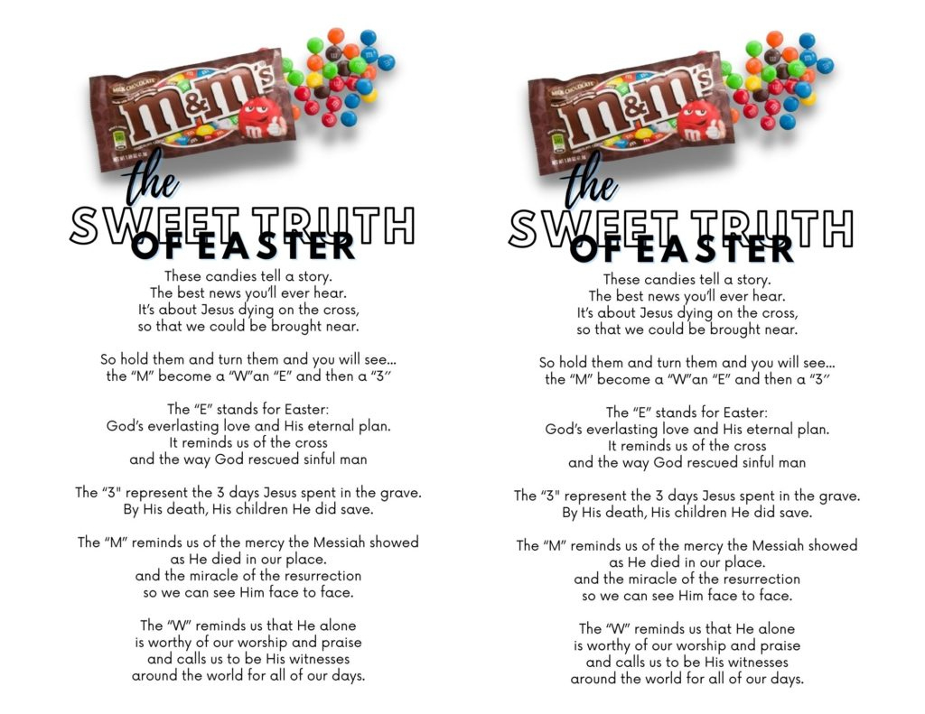 M&amp;M Easter Poem For Kids [Free Printable] Short Religious Rhyming with regard to Free Printable M M Easter Poem