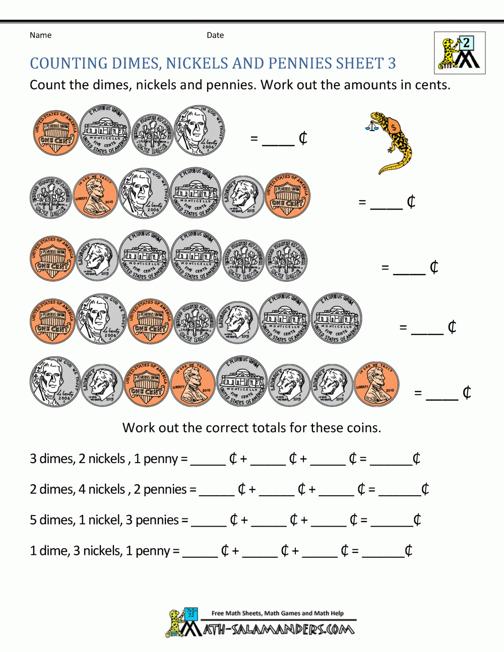 Money Worksheets For 2Nd Grade throughout Printable Worksheets Free 2nd Grade