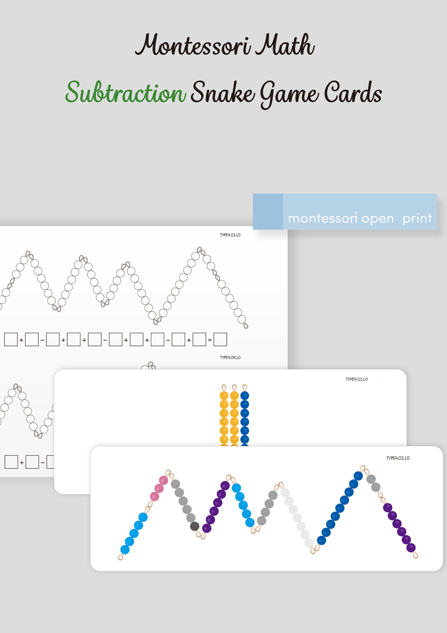 Montessori Math - Subtraction Snake Game with regard to Montessori Snake Game Free Printable