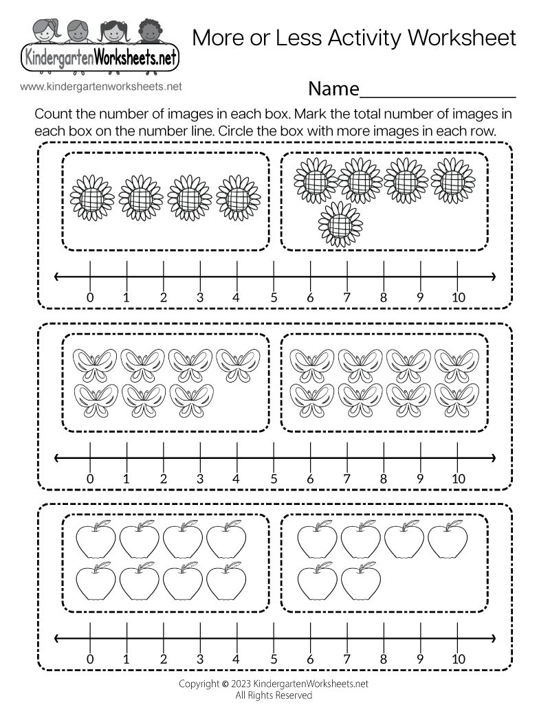 More Or Less Activity Worksheet - Free Printable, Digital, &amp;amp; Pdf with Kindergarten More Or Less Worksheets
