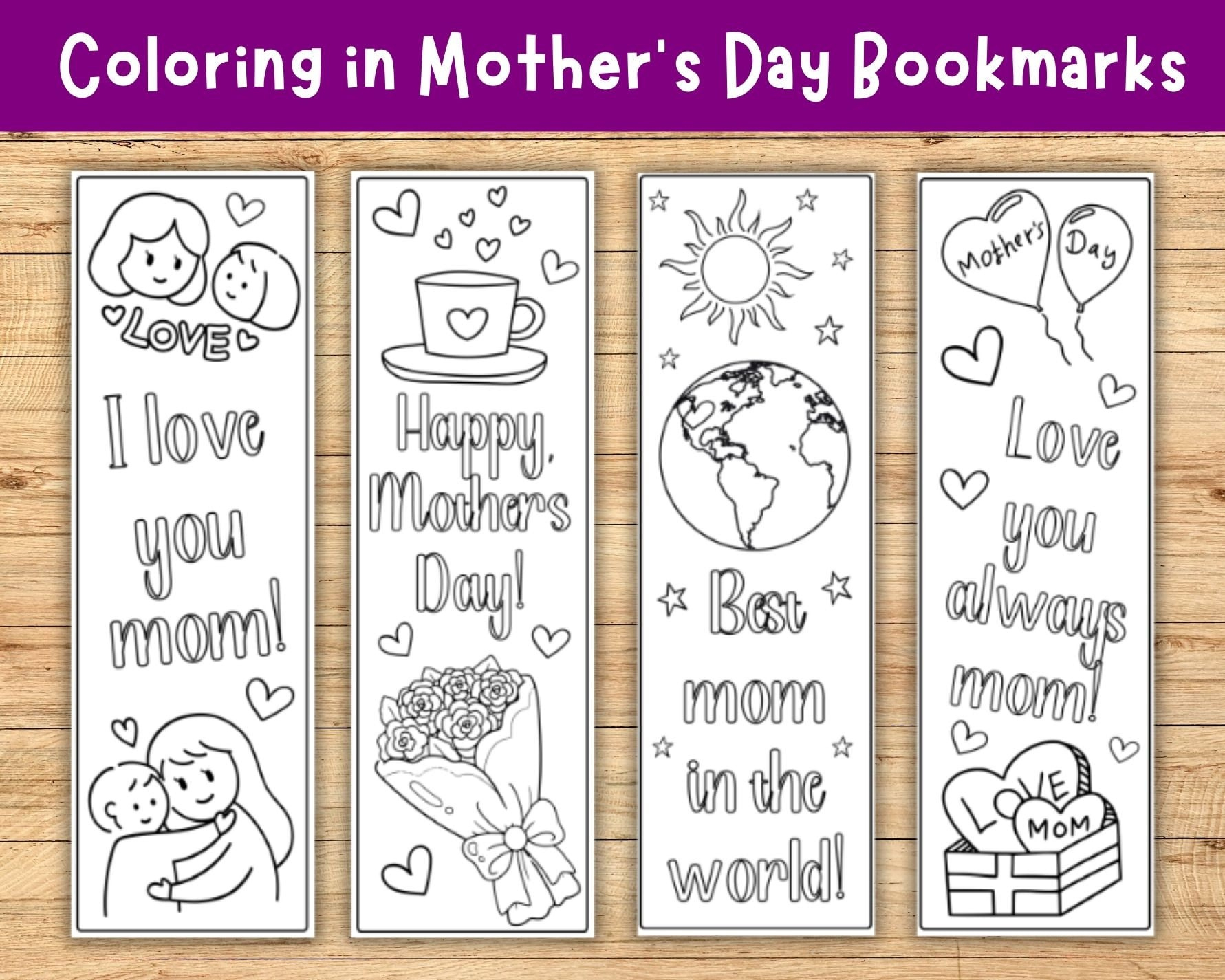 Mother&amp;#039;S Day Coloring In Bookmarks, Color Your Own Bookmarks For with regard to Free Printable Mother&amp;#039;S Day Bookmarks