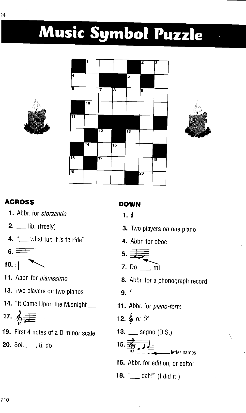 Music Crossword Puzzle – Printable Coloring Pages. Free in Music Crosswords Printable