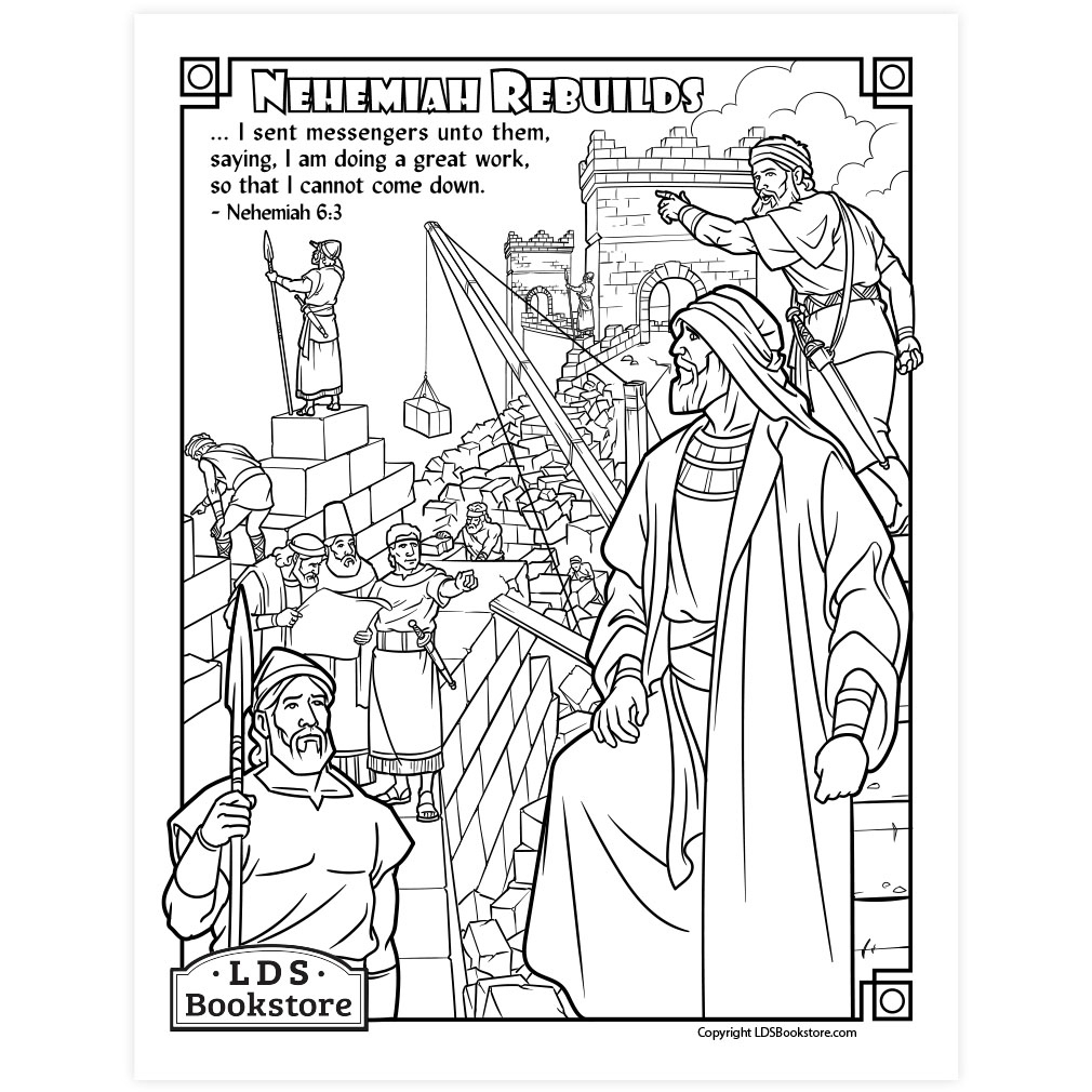 Nehemiah Rebuilds The Walls Of Jerusalem Coloring Page - Printable in Printable Nehemiah Activity Sheets