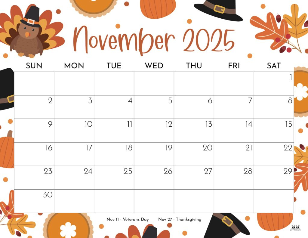 November 2025 Calendars - 107 Free Printables | Printabulls throughout Free Printable Nov 2025 Calendar