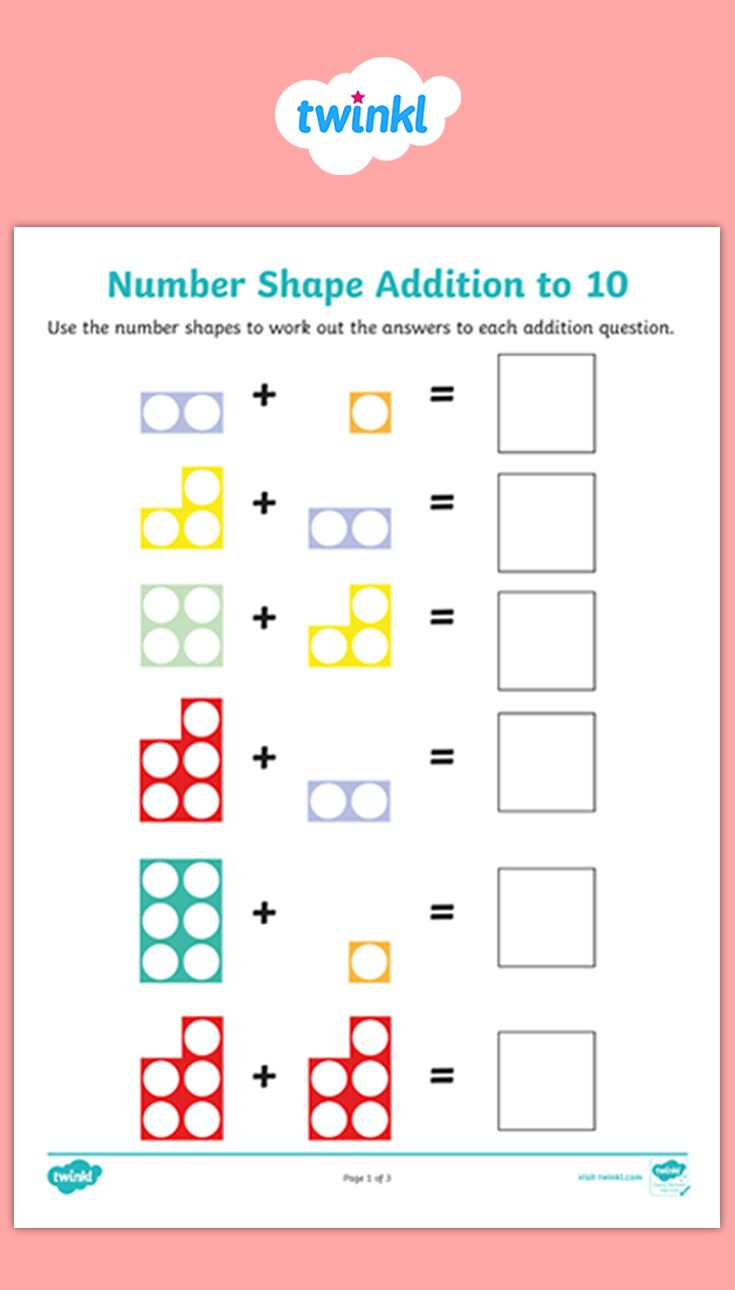 Number Shape Addition To 10 Activity Sheets. intended for Free Printable Numicon Worksheets