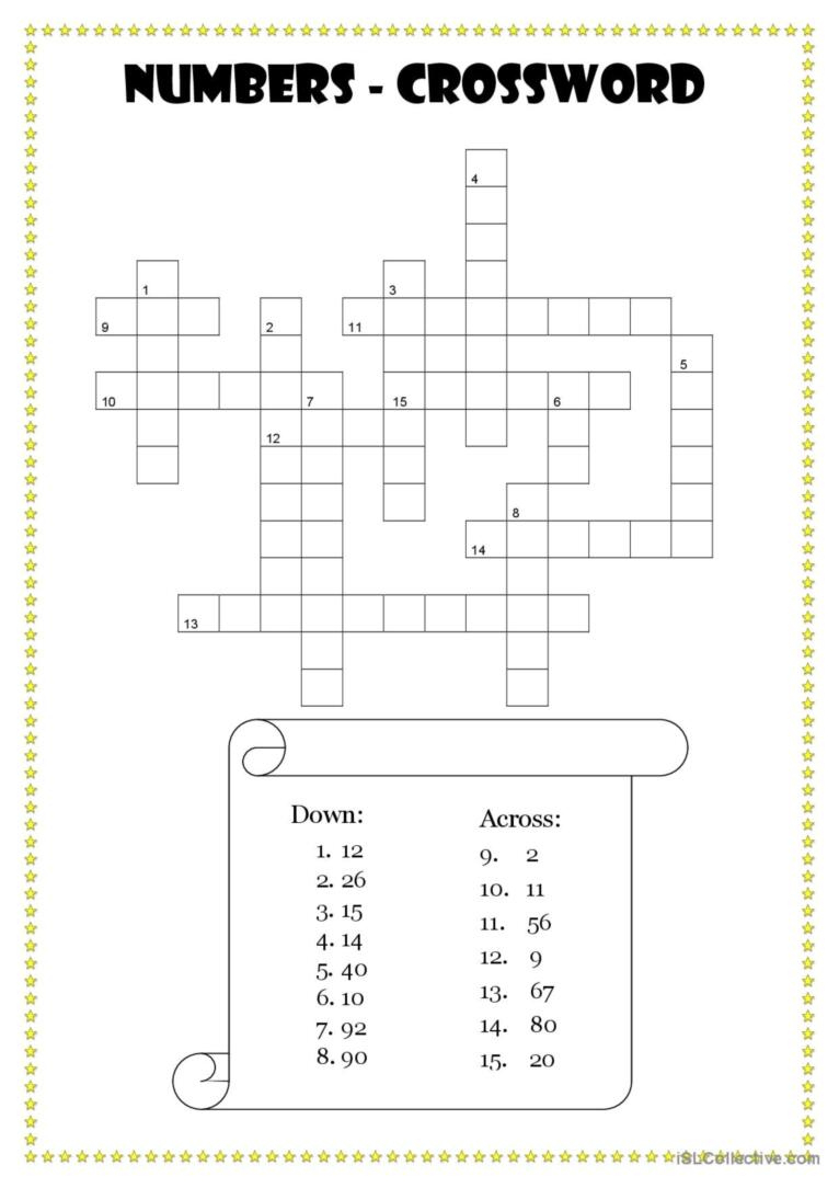 Numbers Crossword 1-100 Crossword: English Esl Worksheets Pdf &amp;amp; Doc within Crosswords Esl Printable