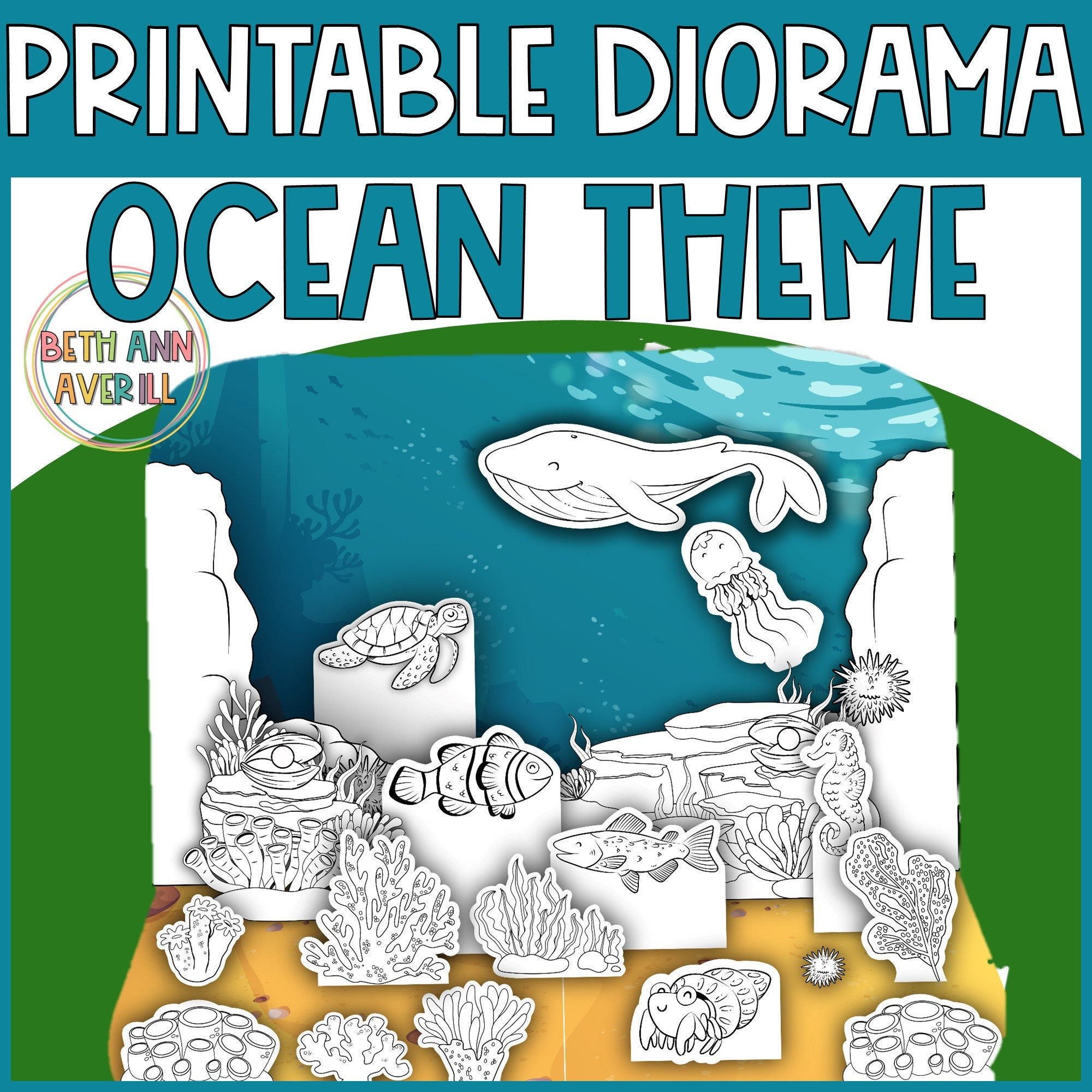Ocean Habitat Diorama Printable Craft Activity Ocean Theme Diorama with regard to Ocean Diorama Background Printable