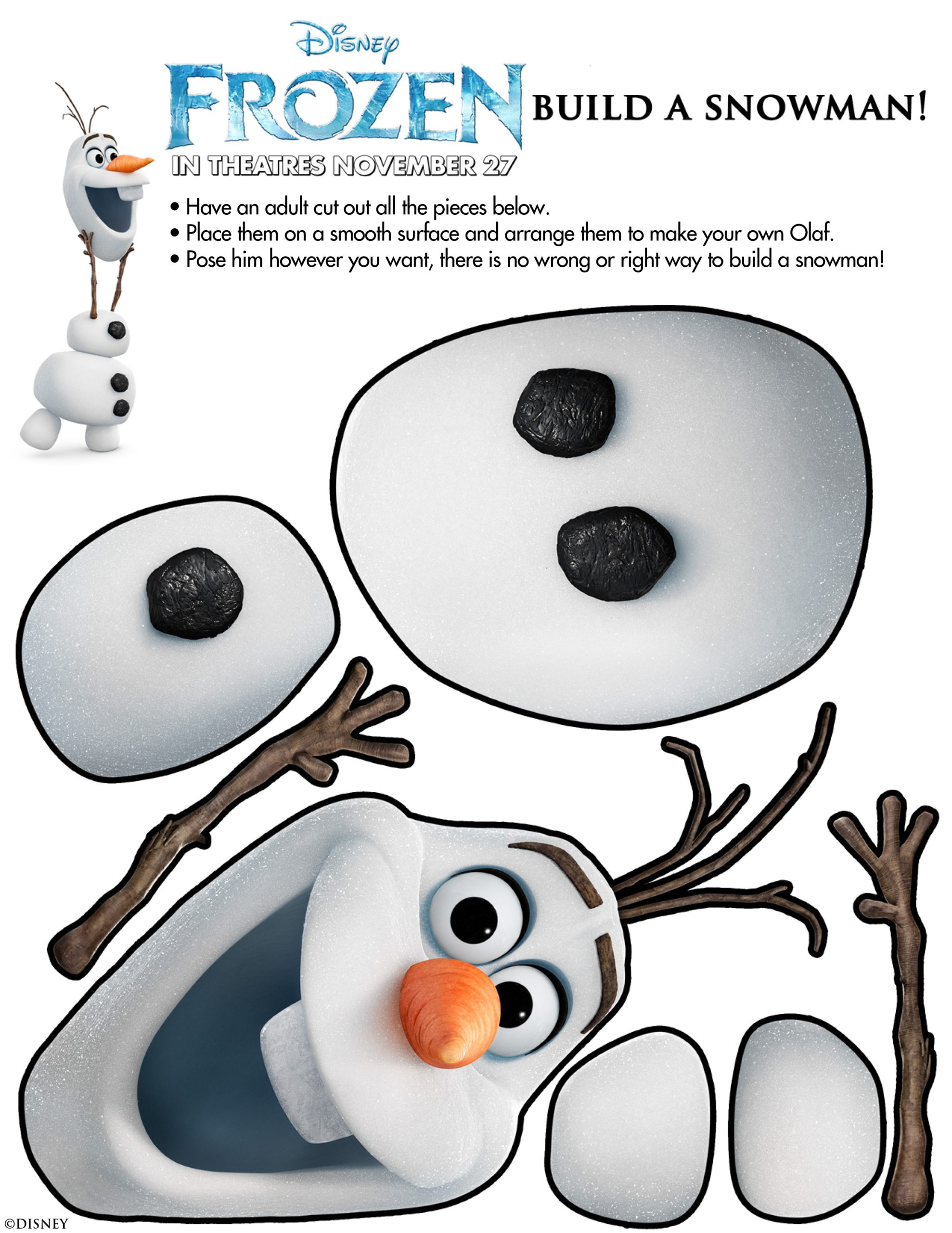 Olaf Printable From Disney Frozen - Olaf Template For Crafts! in Pin the Nose on Olaf Free Printable