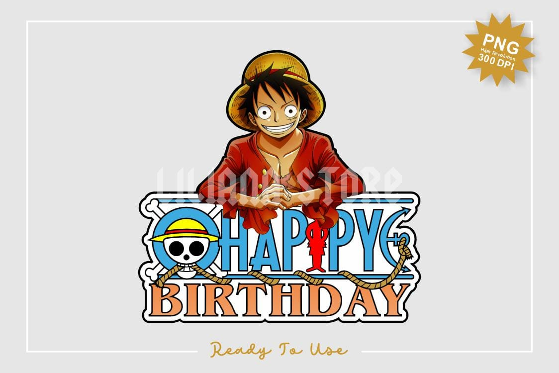 One Piece Birthday Cake Topper Printable Png - Gravectory for One Piece Cake Topper Printable