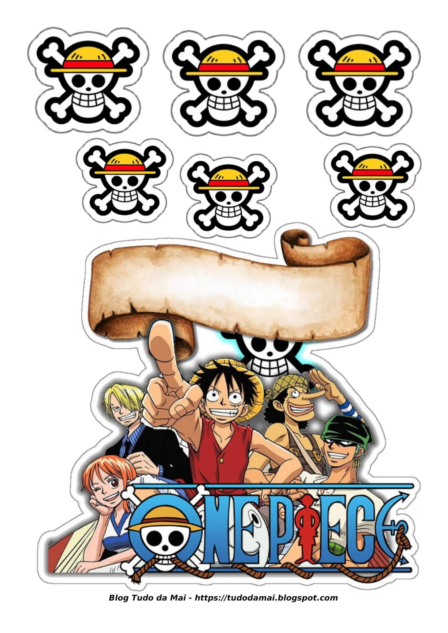 One Piece Cake Topper Printable in One Piece Cake Topper Printable