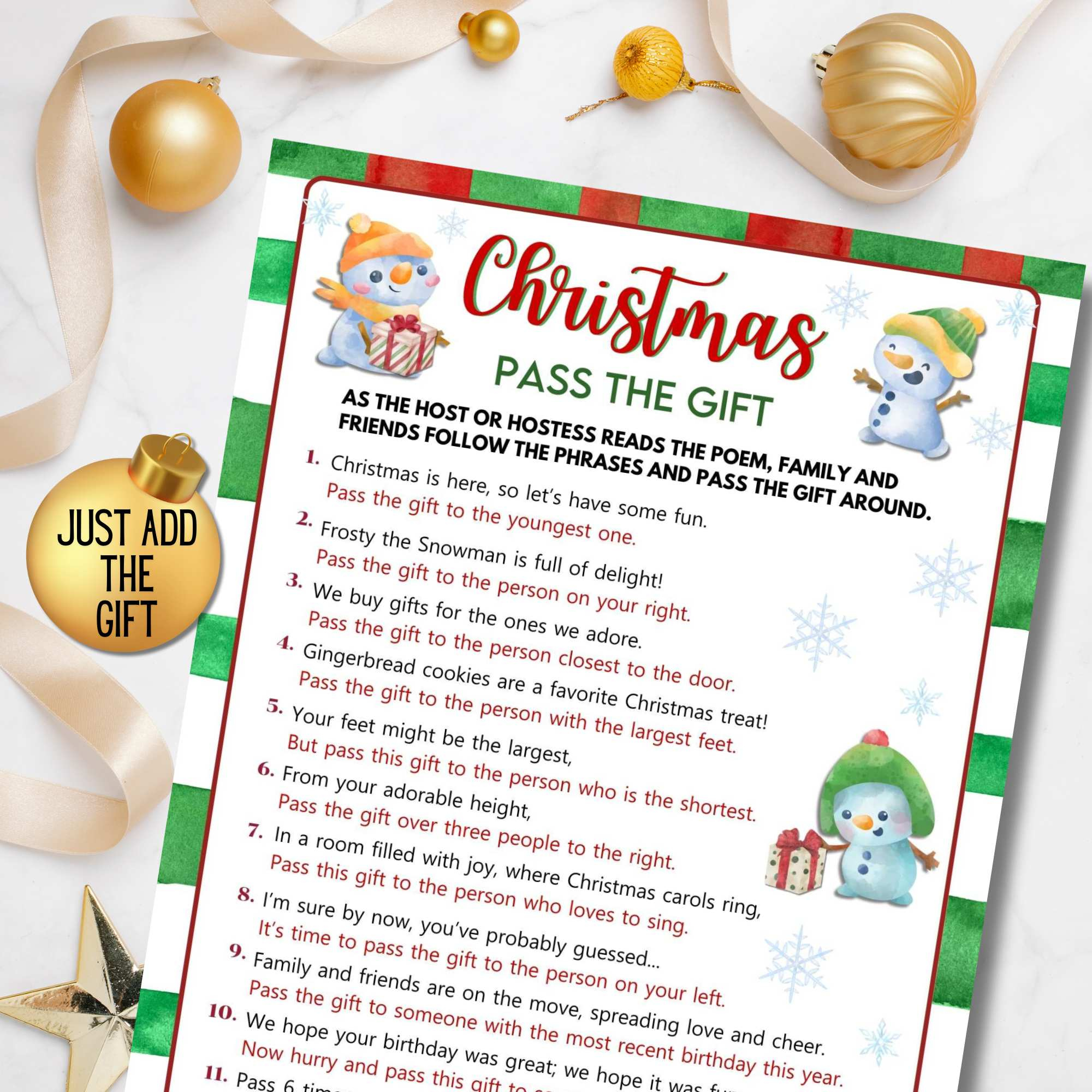 Pass The Gift Christmas Game | Lightly Sketched with Pass the Present Game Printable