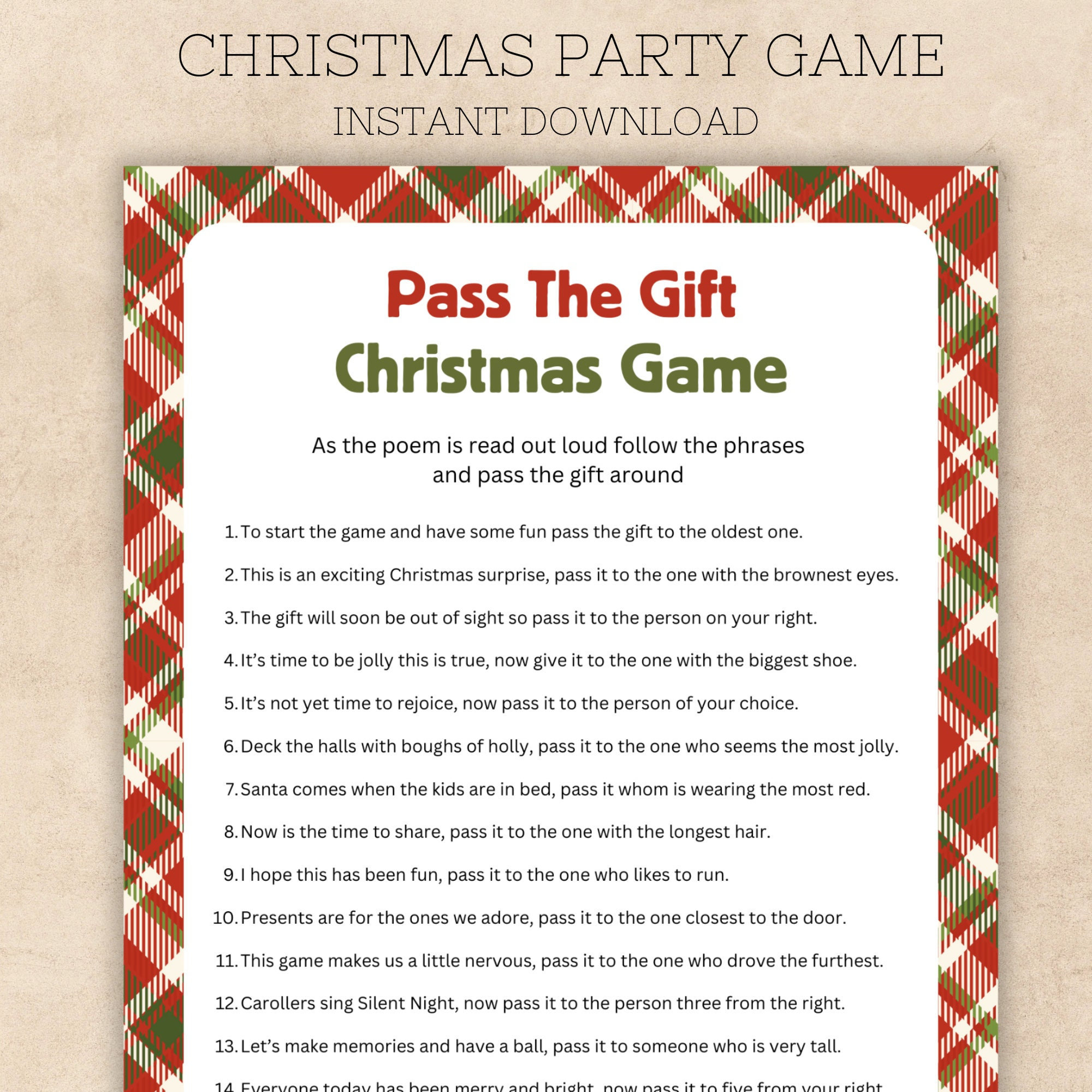 Pass The Gift Christmas Game Printable, Office Christmas Party with Pass the Present Game Printable