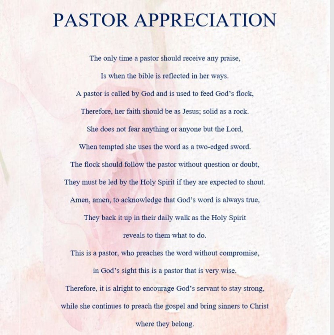 Pastor Appreciation With Background (Women) Digital Download Poem intended for Free Printable Pastor Appreciation Poems