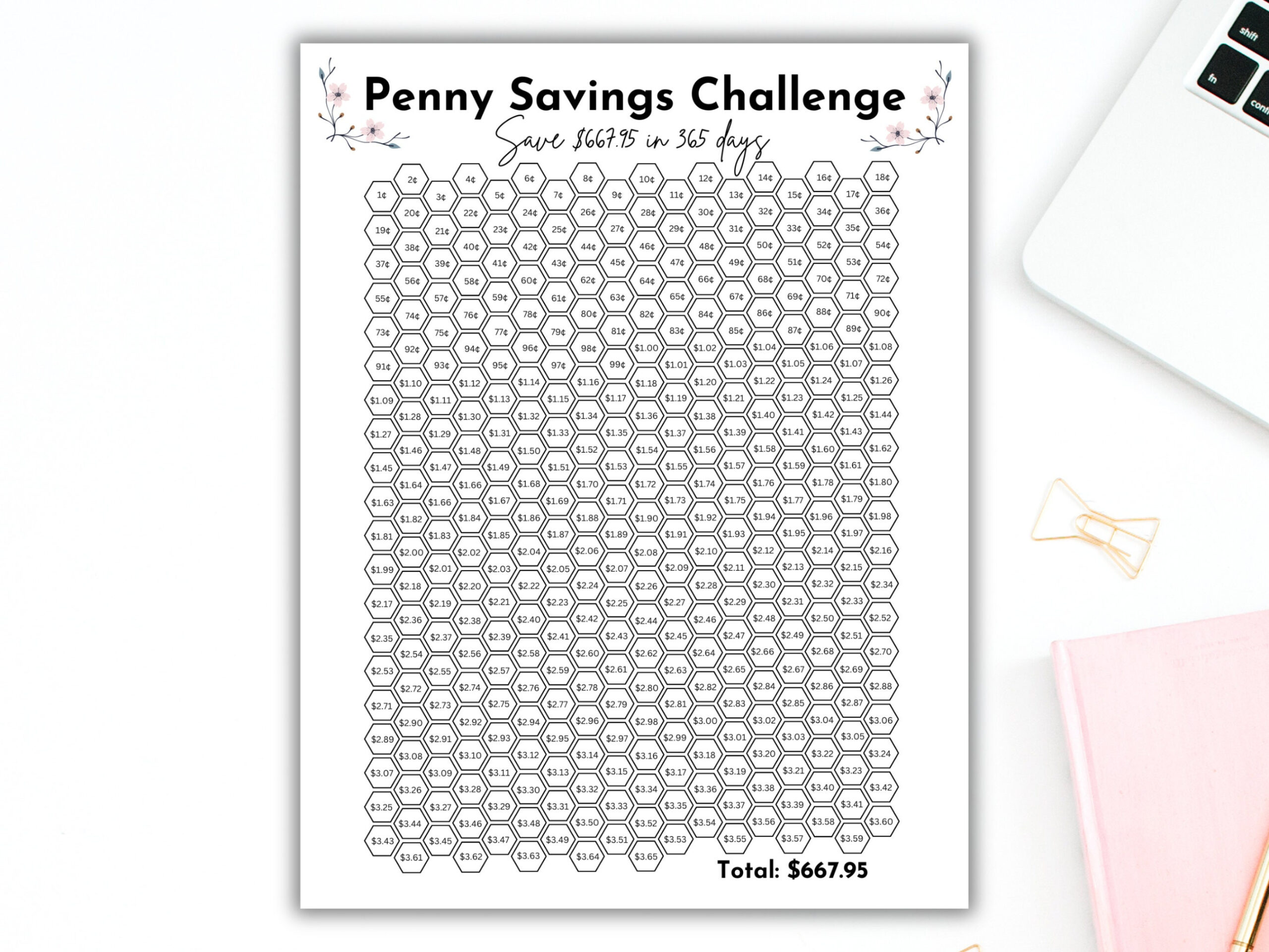 Penny Savings Challenge Printable, 1P Saving Challenge, Penny within Penny Challenge Printable Free