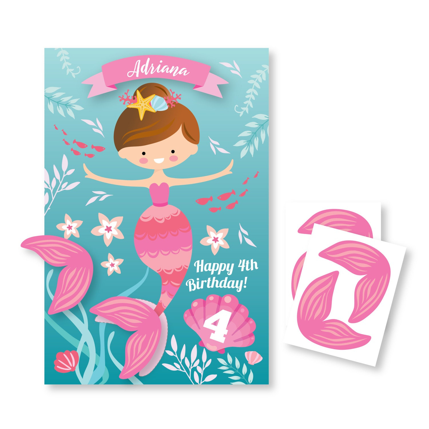 Pin The Tail On The Mermaid Party Game, Diy Party Game For Girls inside Pin the Tail on the Mermaid Free Printable