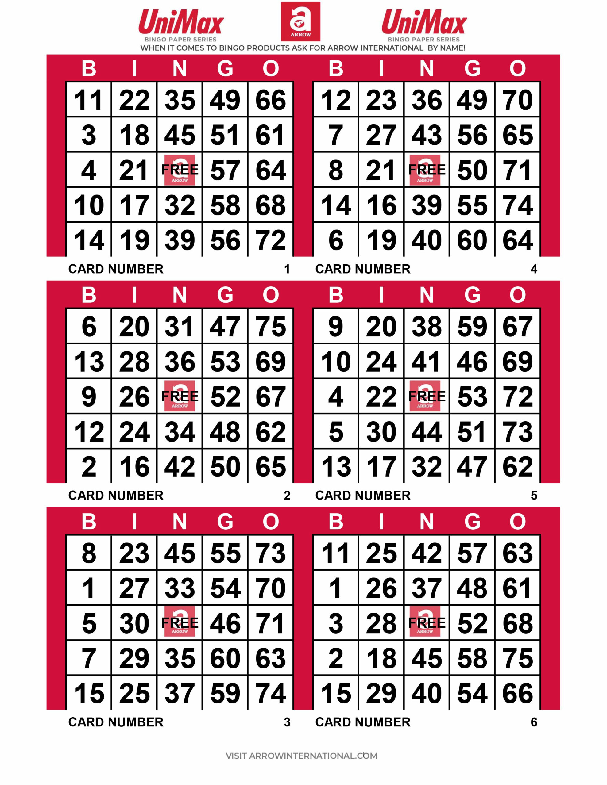 Play At Home Bingo Cards | Arrow International intended for Free Bingo Cards 1 75
