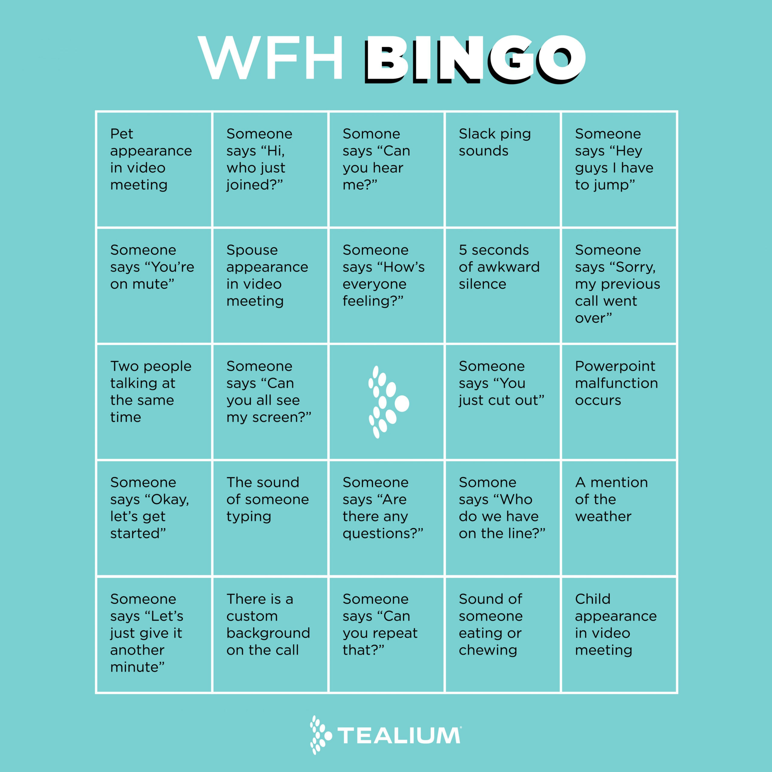 Play Zoom Bingo With Tealium - Tealium inside Zoom Meeting Bingo Card