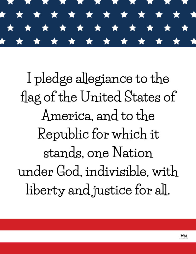 Pledge Of Allegiance Words - 20 Free Printables | Printabulls inside Free Printable Pledge Of Allegiance Printable