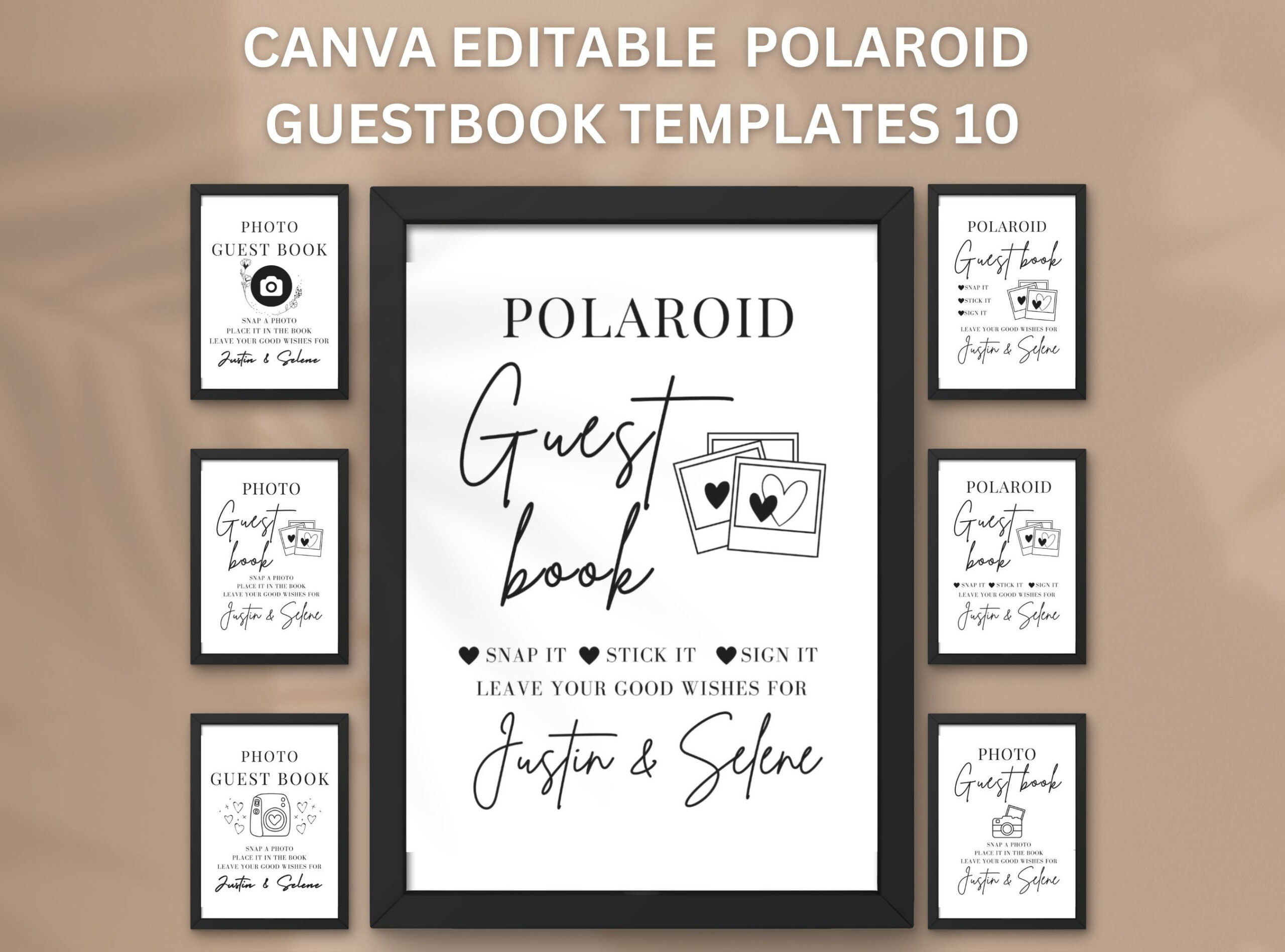 Polaroid Guest Book Sign Photo Guestbook Sign Printable Canva with Downloadable Free Printable Polaroid Guest Book Sign Template