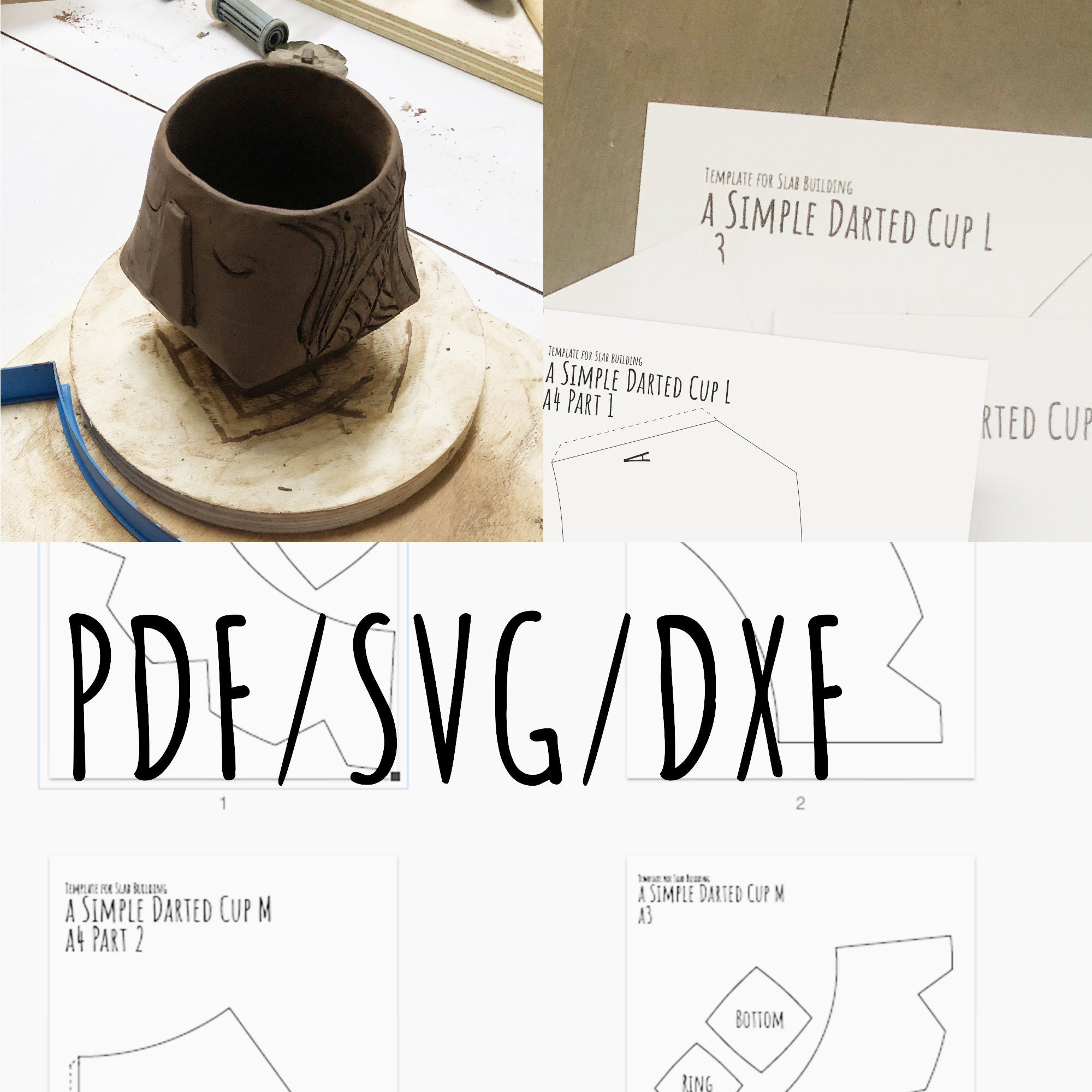 Pottery Template For Slab Building A Simple Darted Cup Svg Pdf Dxf with Slab Pottery Templates Printable